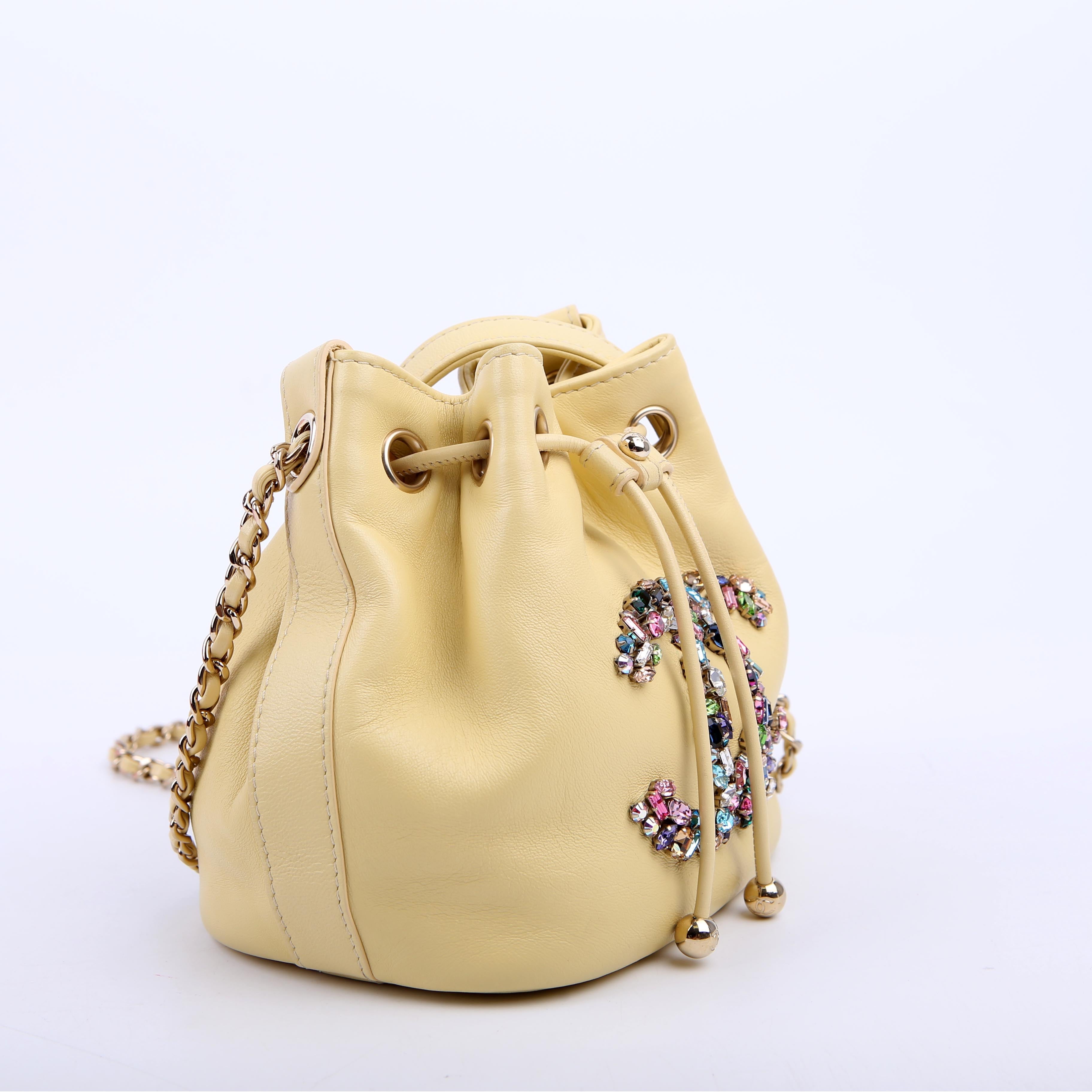 CC Crystal Drawstring Bag Mini 31M Yellow