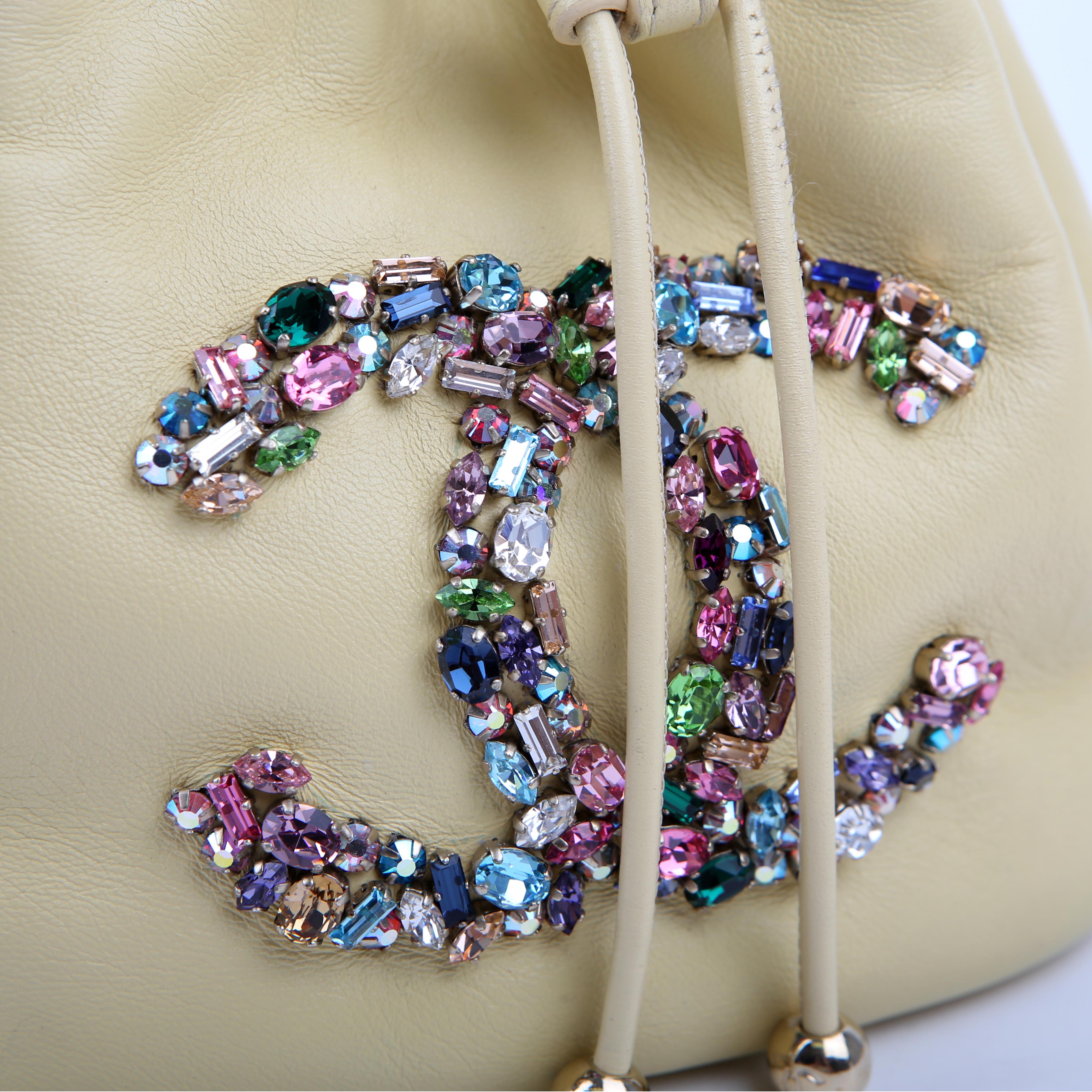 CC Crystal Drawstring Bag Mini 31M Yellow