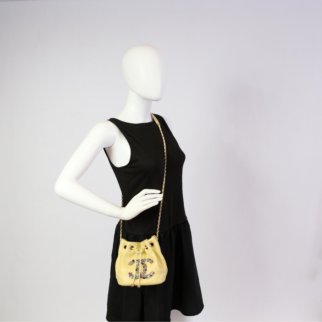 CC Crystal Drawstring Bag Mini 31M Yellow