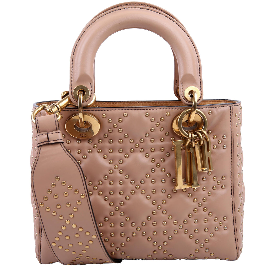Dior Lady Dior Mini Studded Tan