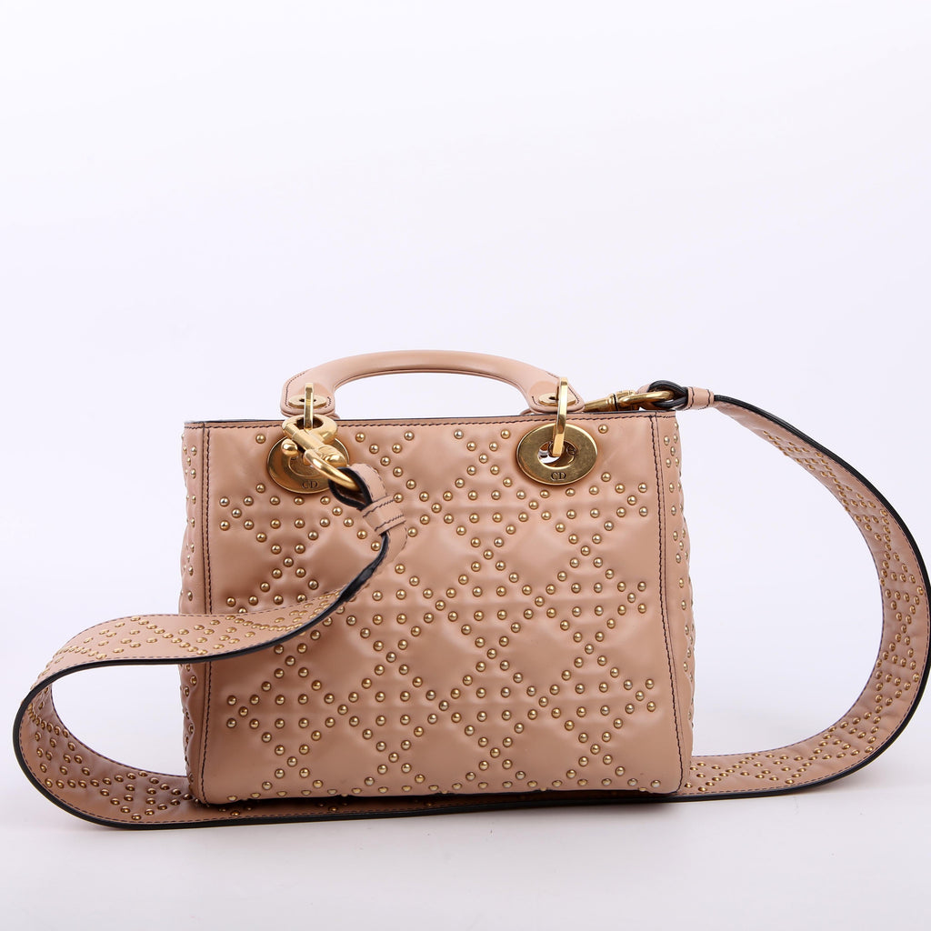 Dior Lady Dior Mini Studded Tan