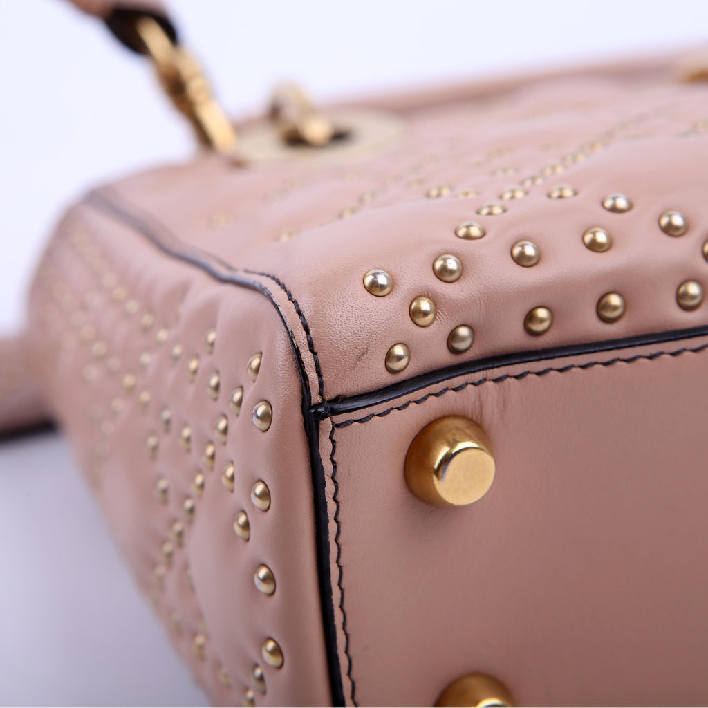 Dior Lady Dior Mini Studded Tan