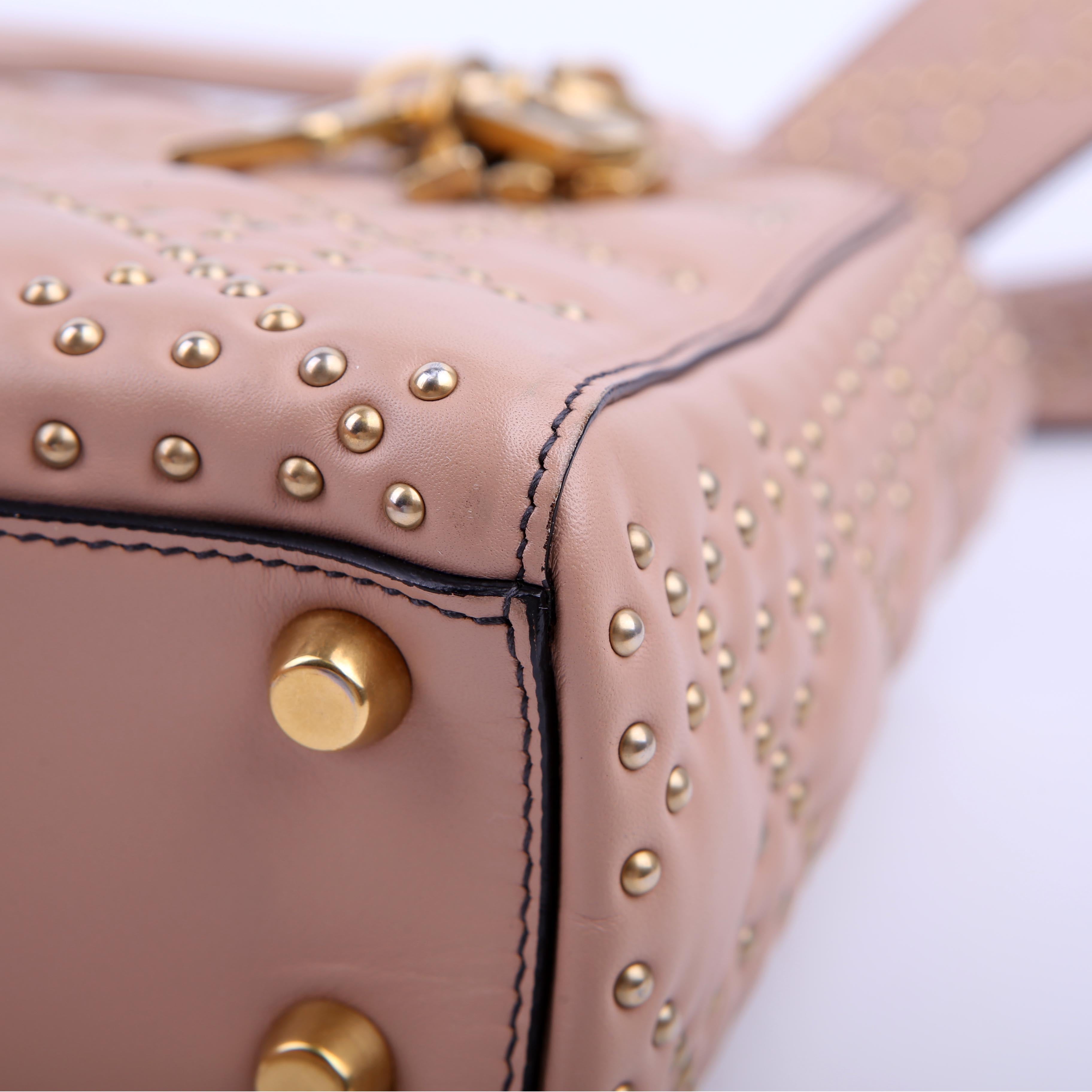 Dior Lady Dior Mini Studded Tan