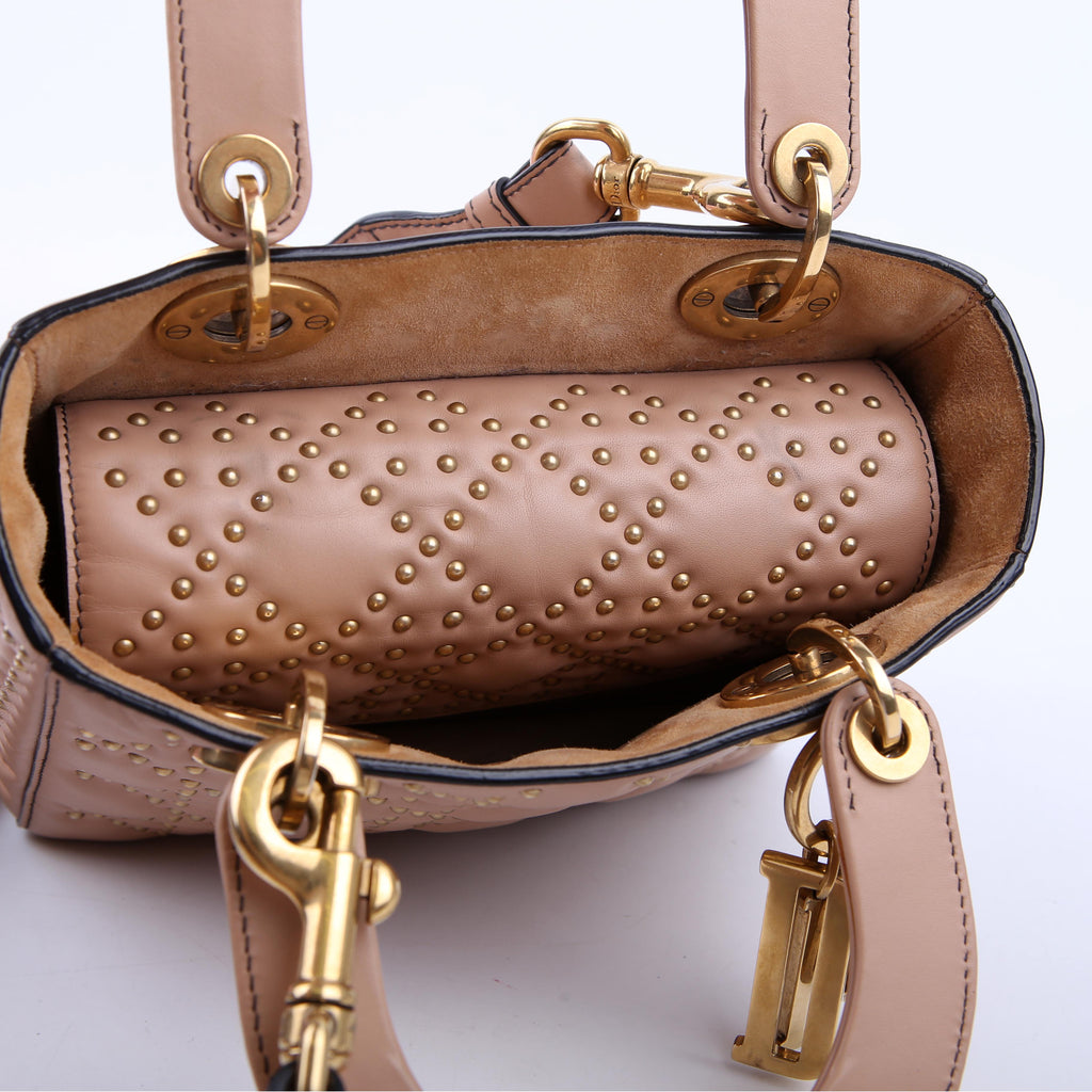 Dior Lady Dior Mini Studded Tan