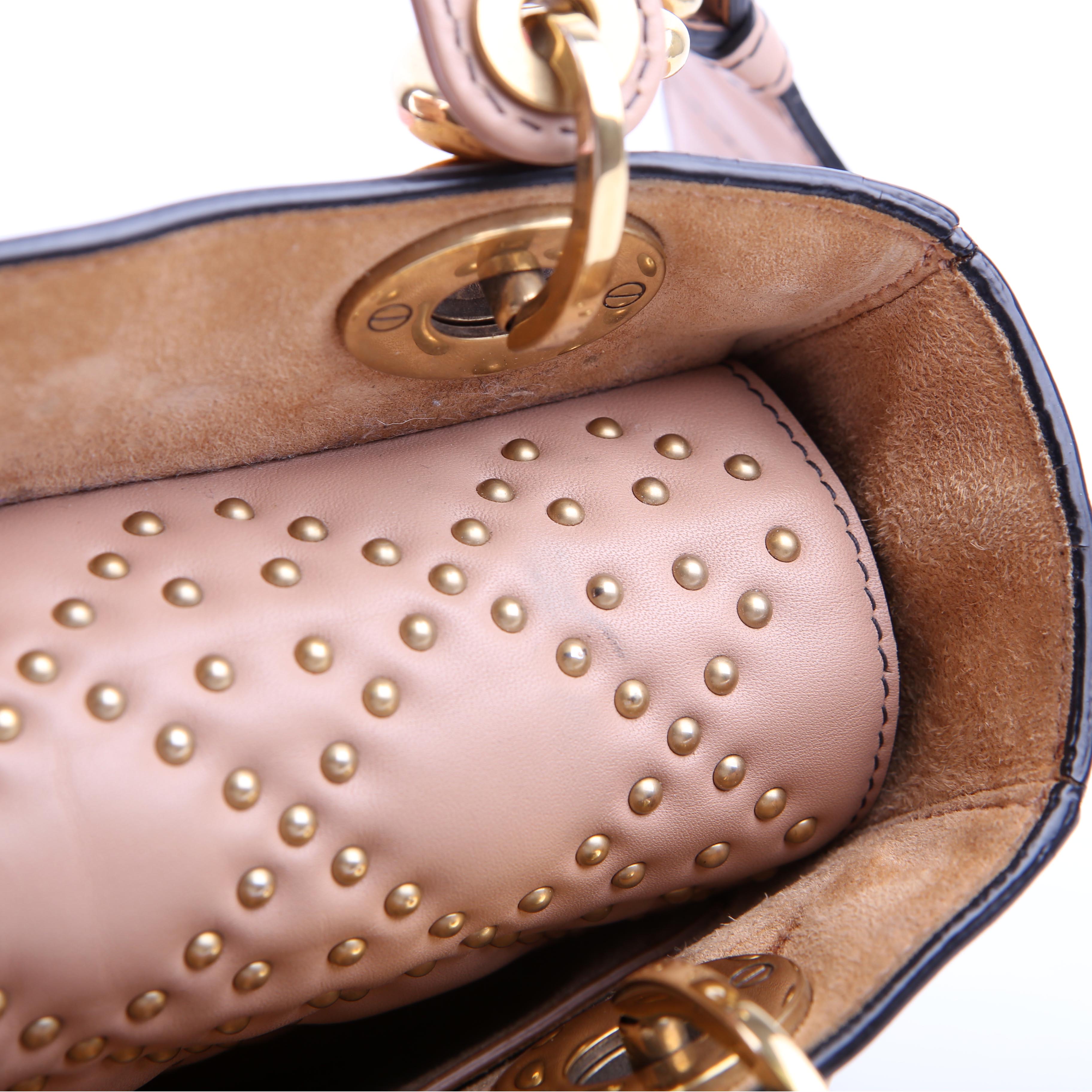 Dior Lady Dior Mini Studded Tan