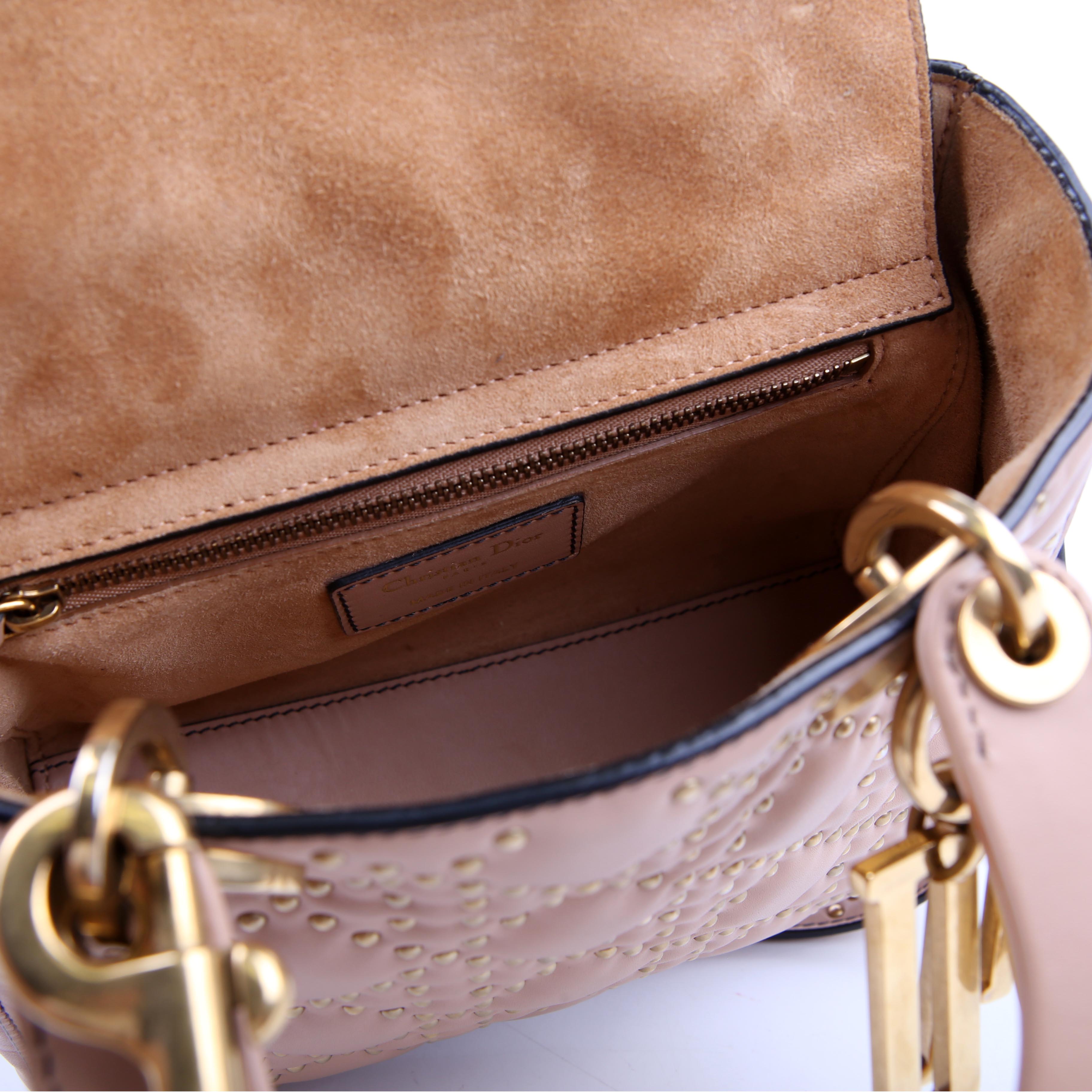 Dior Lady Dior Mini Studded Tan