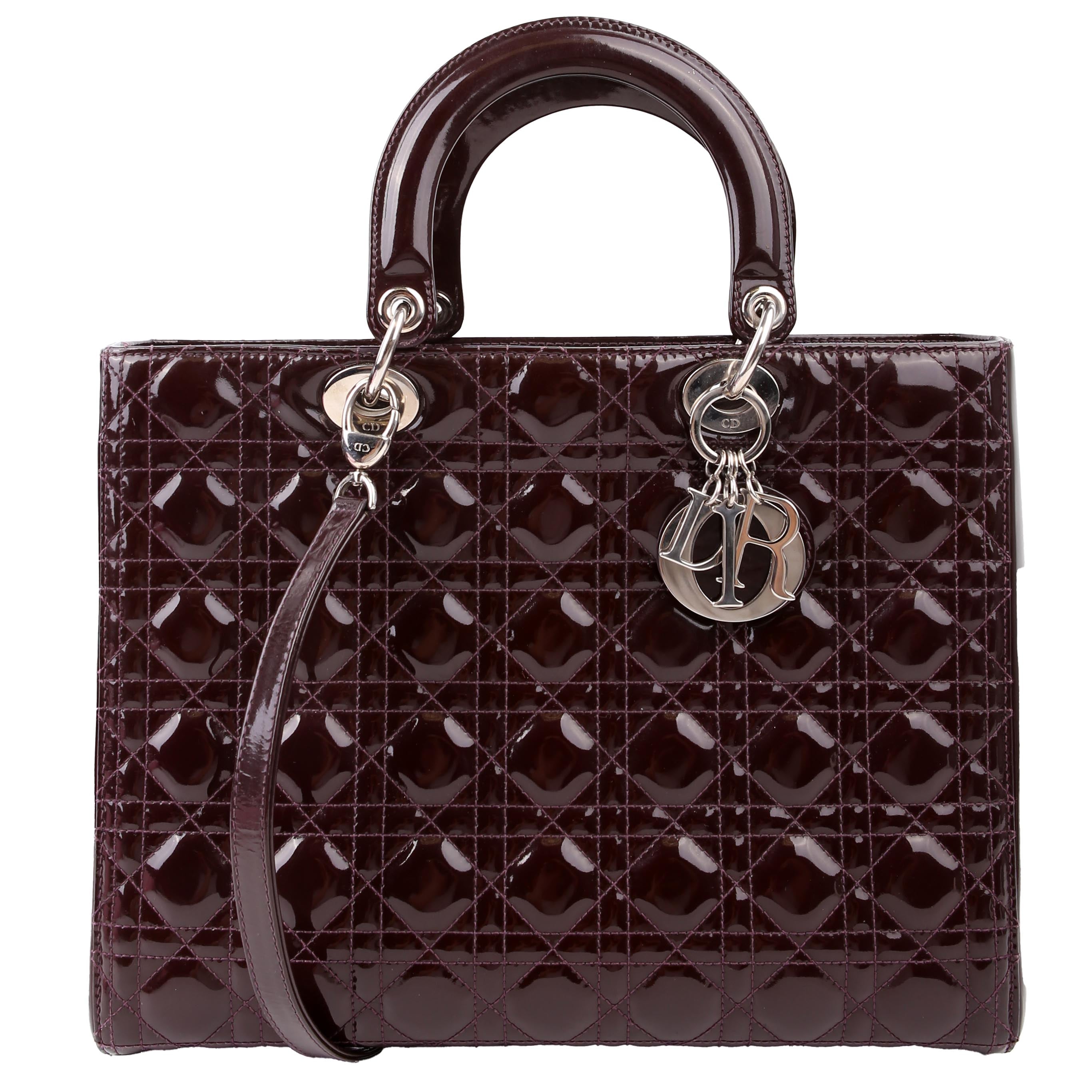 Dior Lady Dior Large Cannage Patent Purple