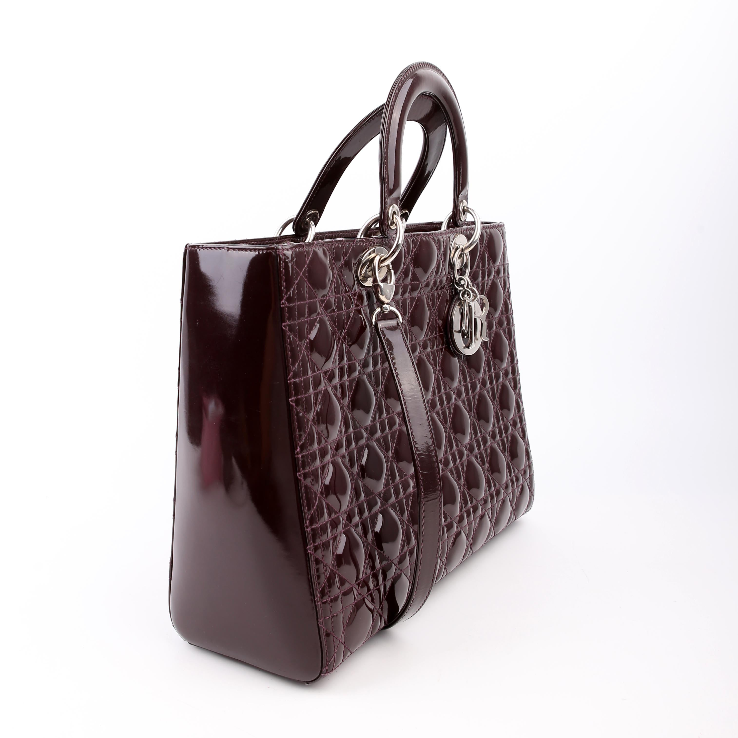 Dior Lady Dior Large Cannage Patent Purple