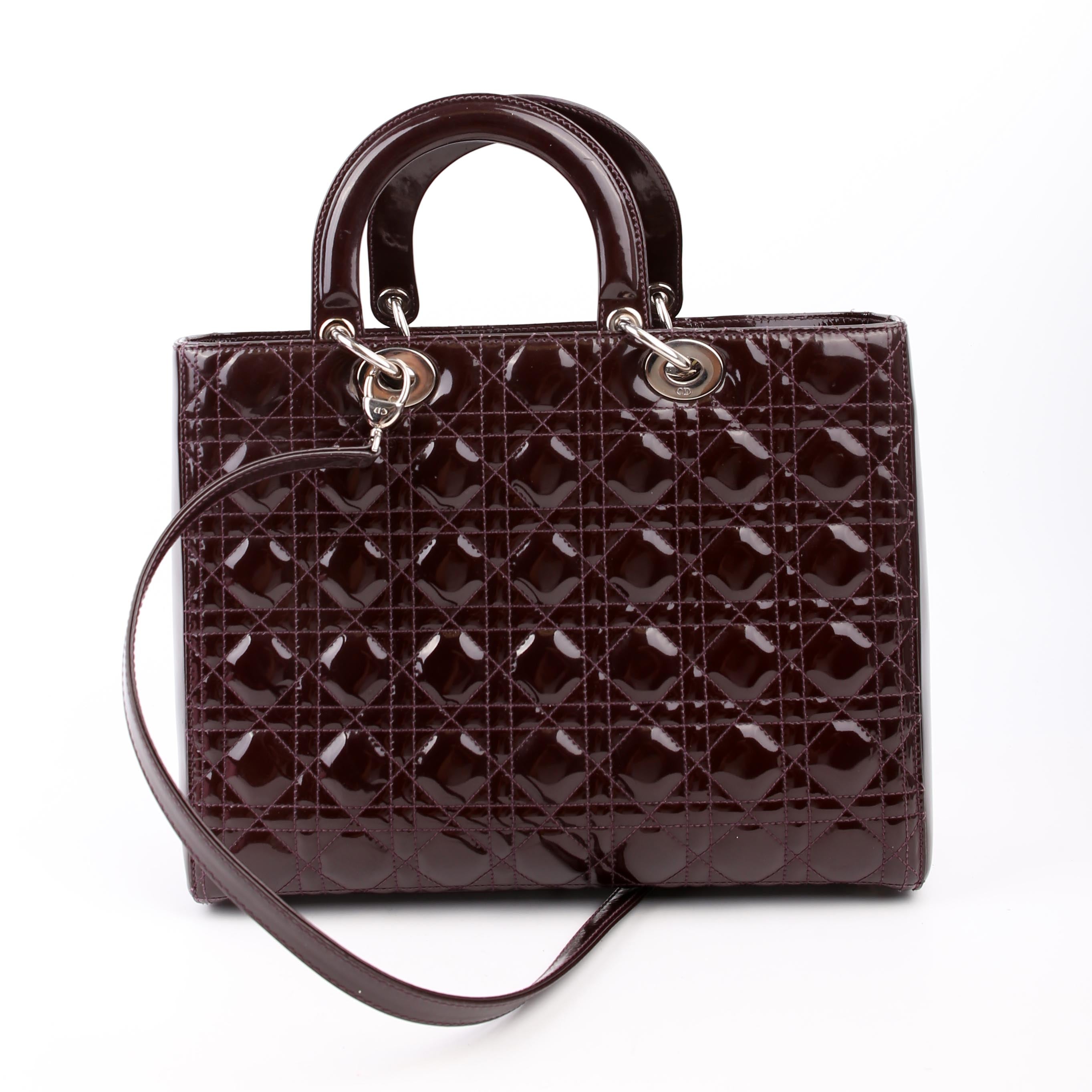 Dior Lady Dior Large Cannage Patent Purple