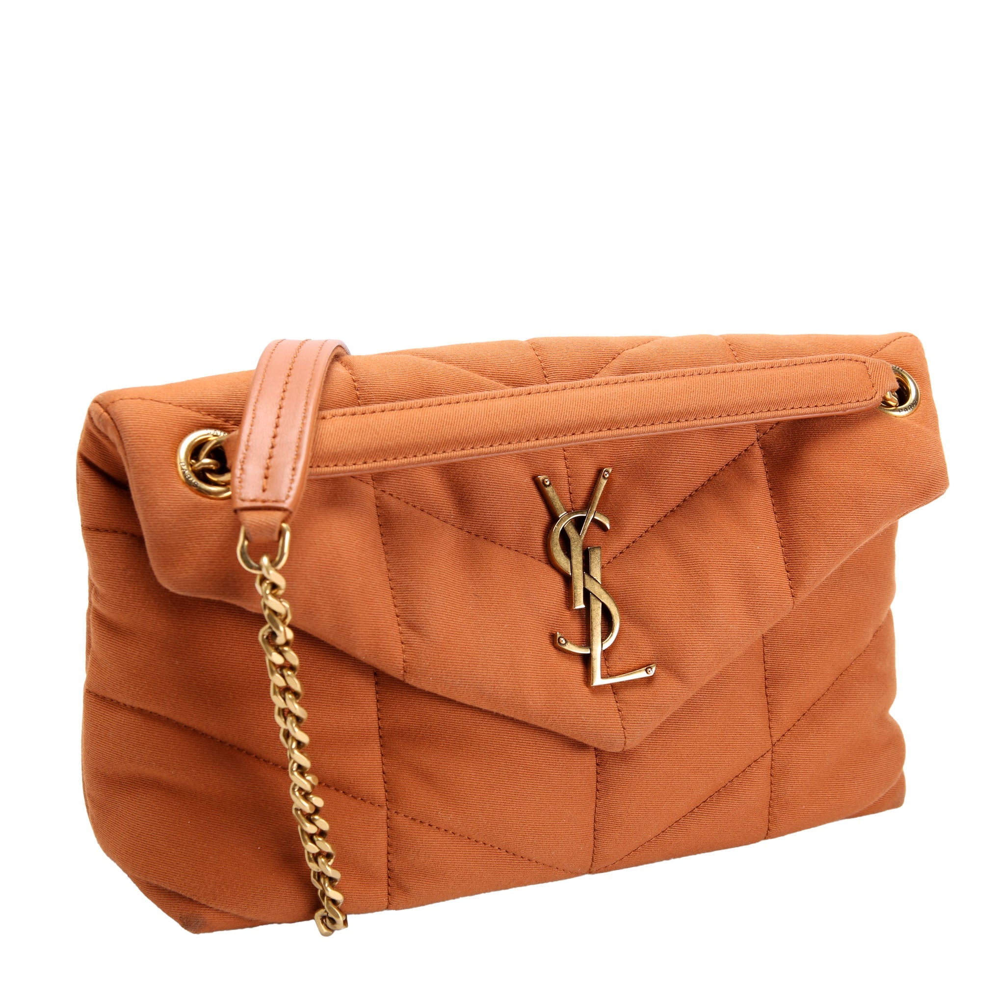 SAINT LAURENT Puffer Quilted Small Canvas 577476 Brown