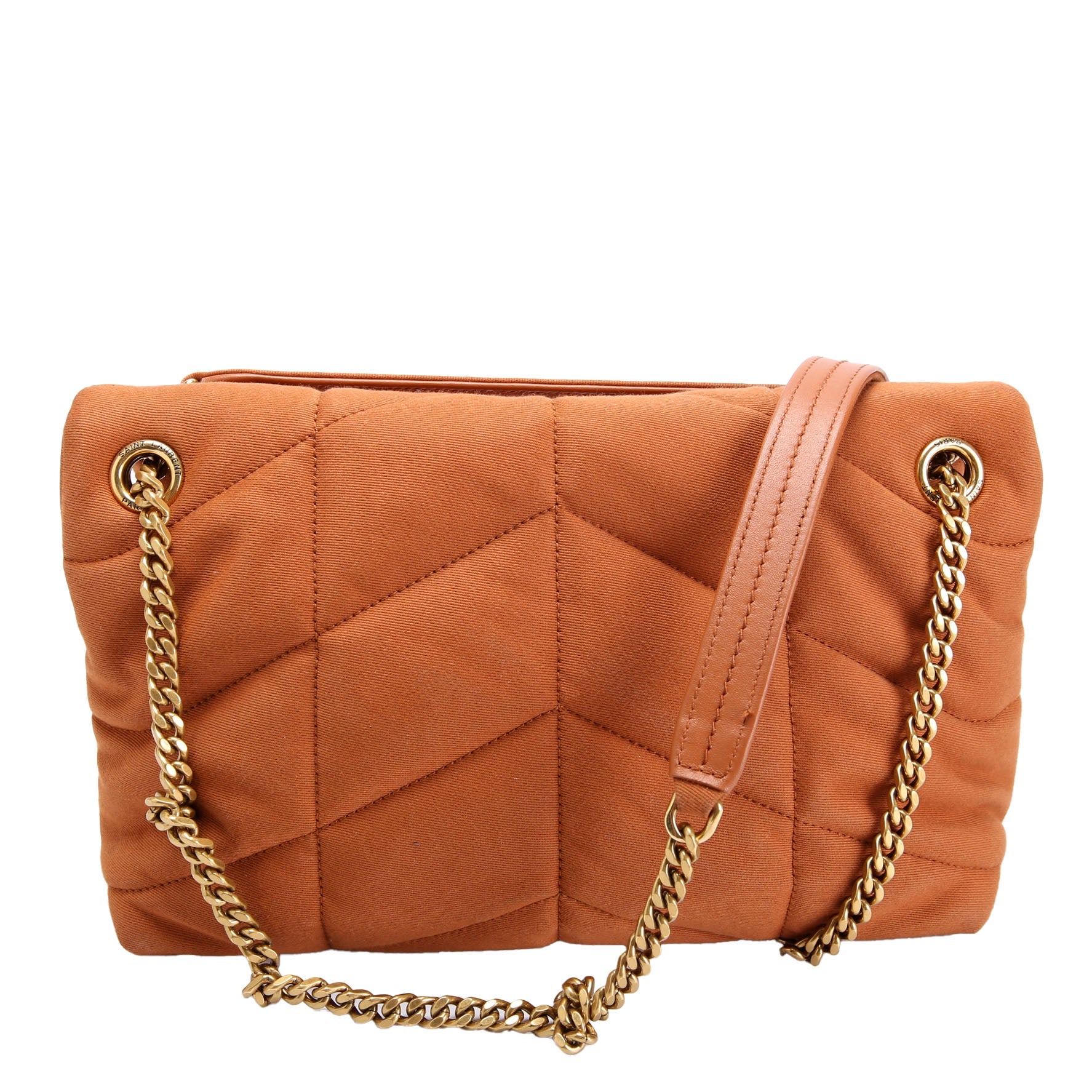 SAINT LAURENT Puffer Quilted Small Canvas 577476 Brown