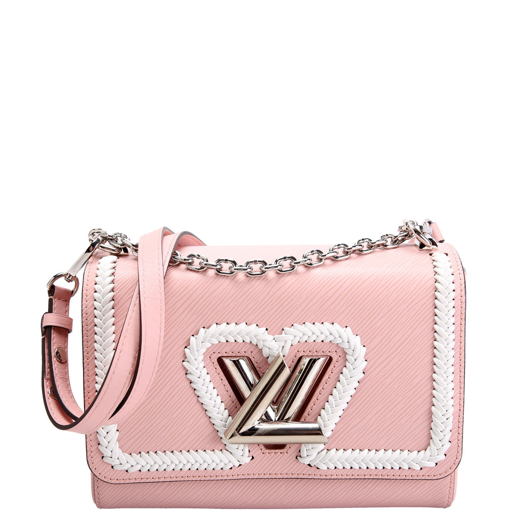 Twist MM Whipstitch Heart Epi Pink/White