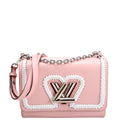 Twist MM Whipstitch Heart Epi Pink/White