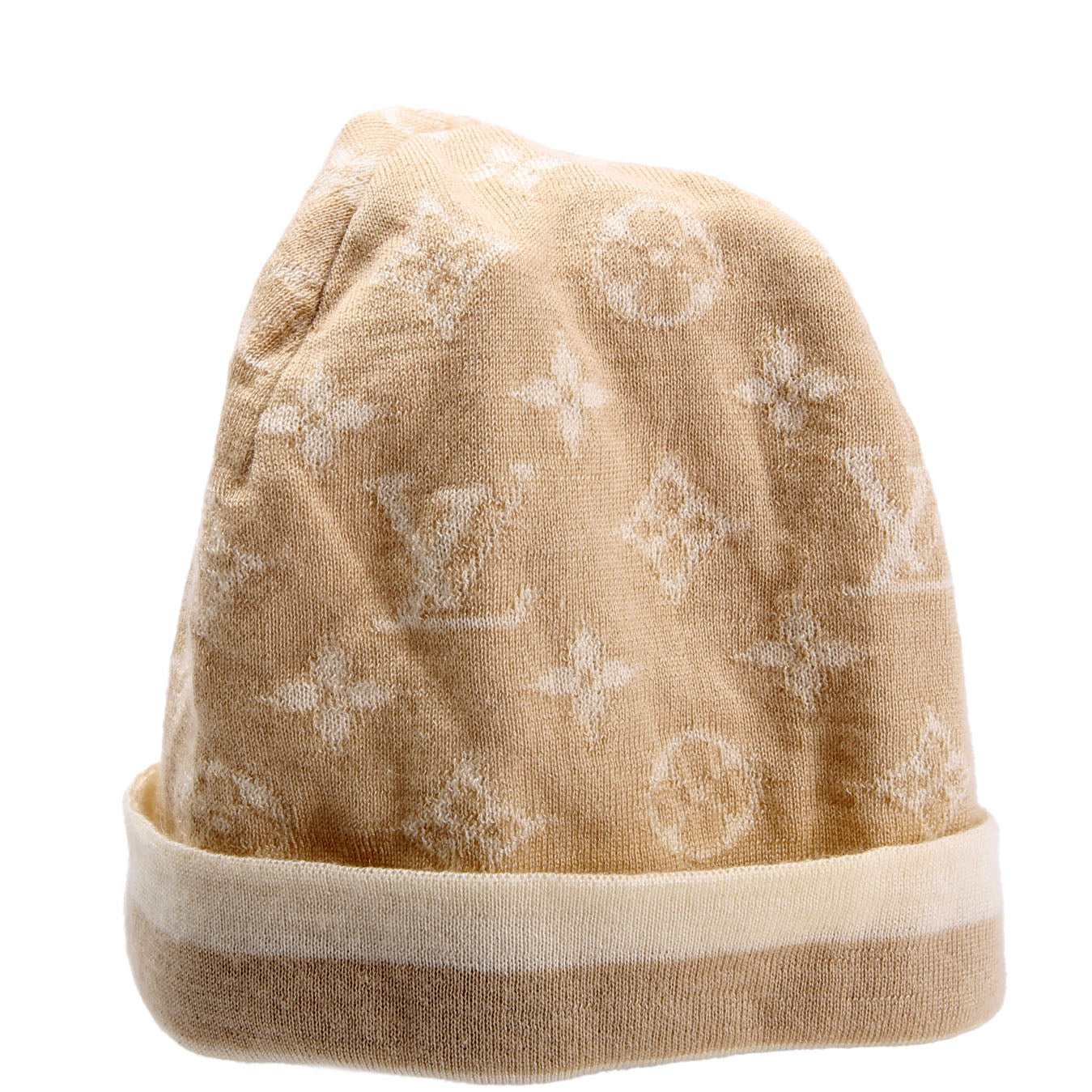 LV Monogram Cashmere/Silk Beanie Hat Tan