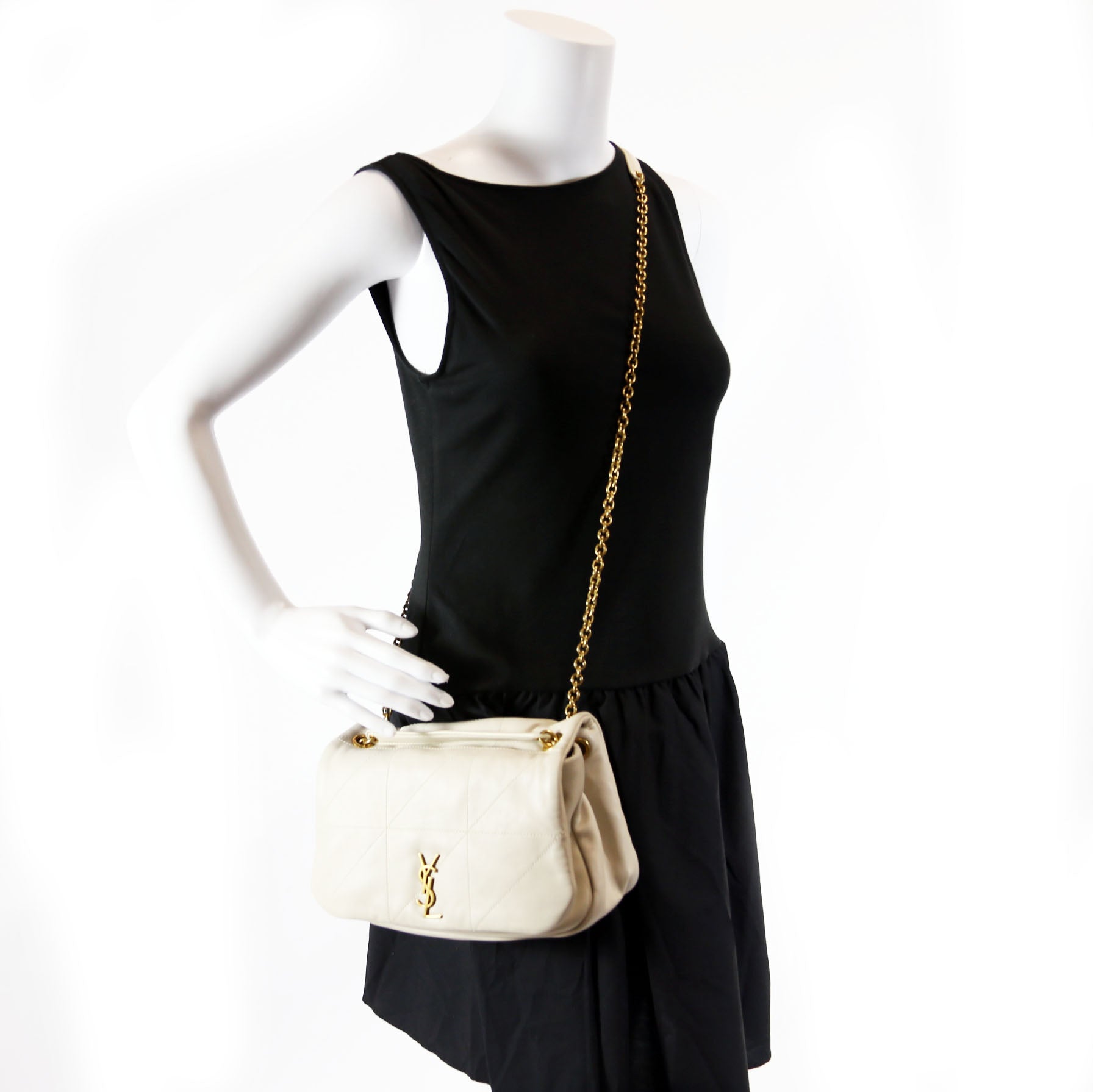 SAINT LAURENT 763475 Jamie 4.3 Small Quilted Lambskin Ivory