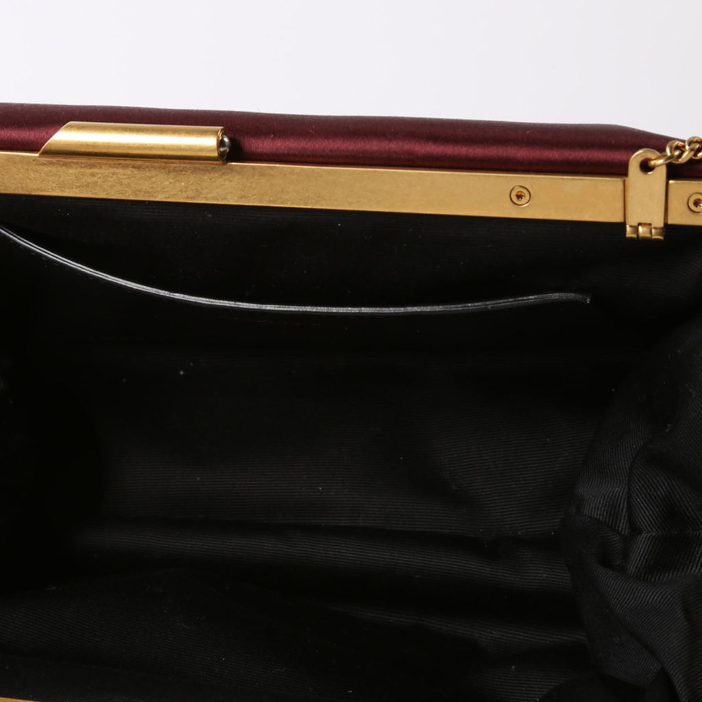 SAINT LAURENT Satin Chain Clutch With Chain 807825 Burgundy