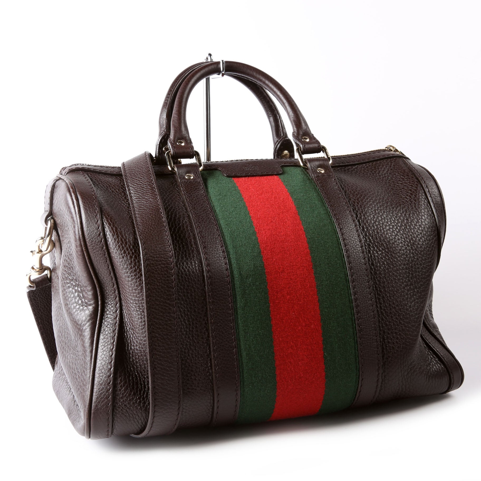 Gucci 247205 Boston Bag Web Leather