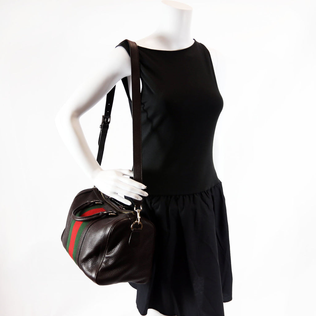 Gucci 247205 Boston Bag Web Leather