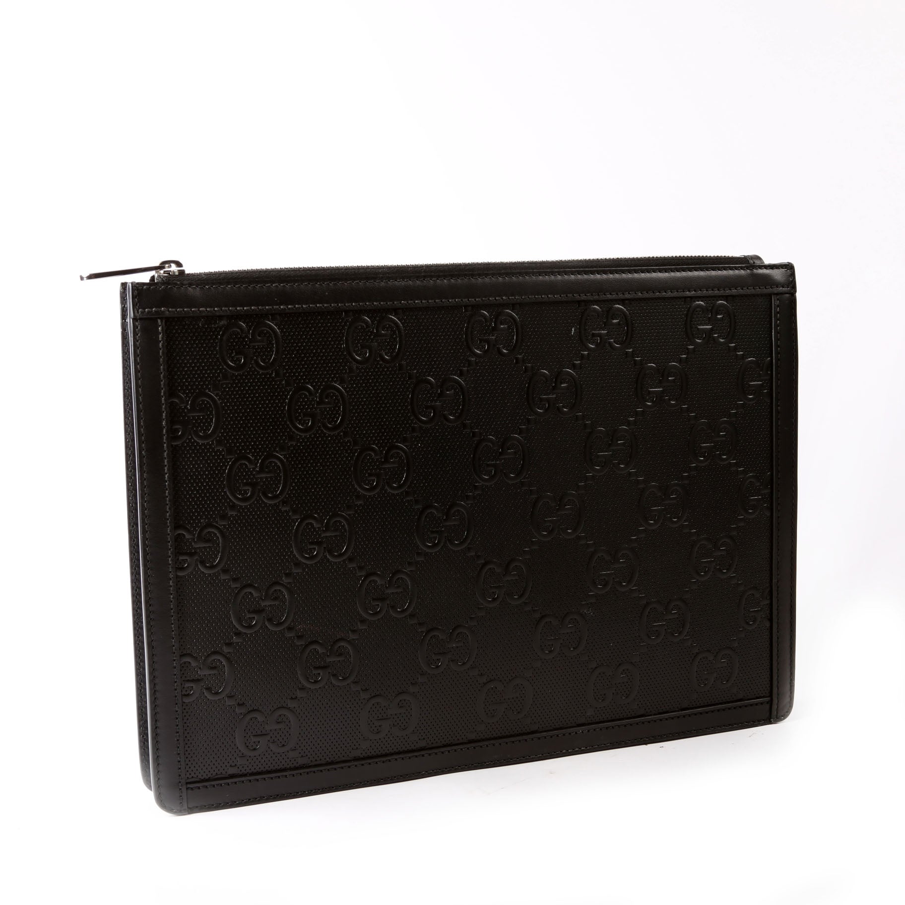 Gucci 646449 GG Embossed Pouch Black