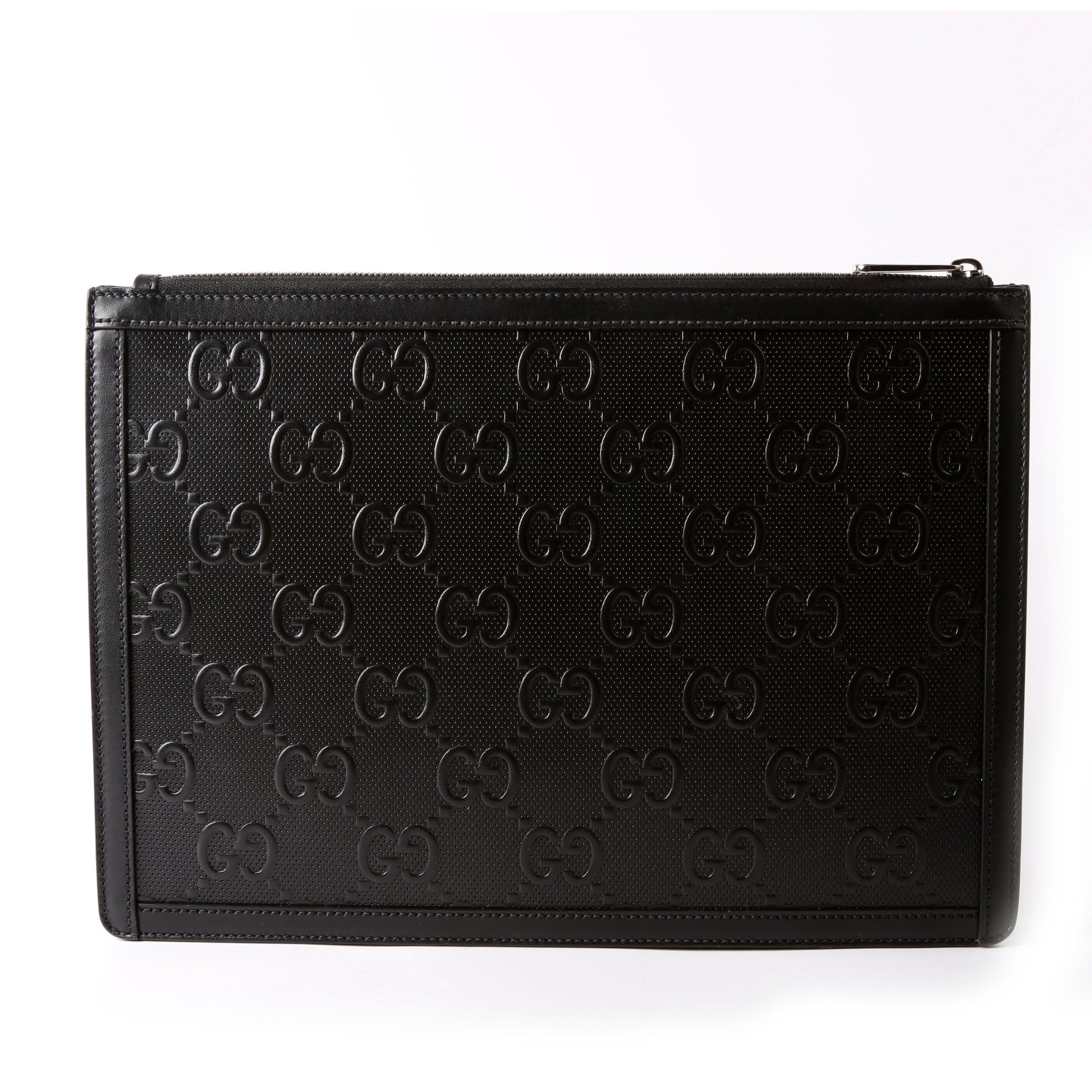 Gucci 646449 GG Embossed Pouch Black