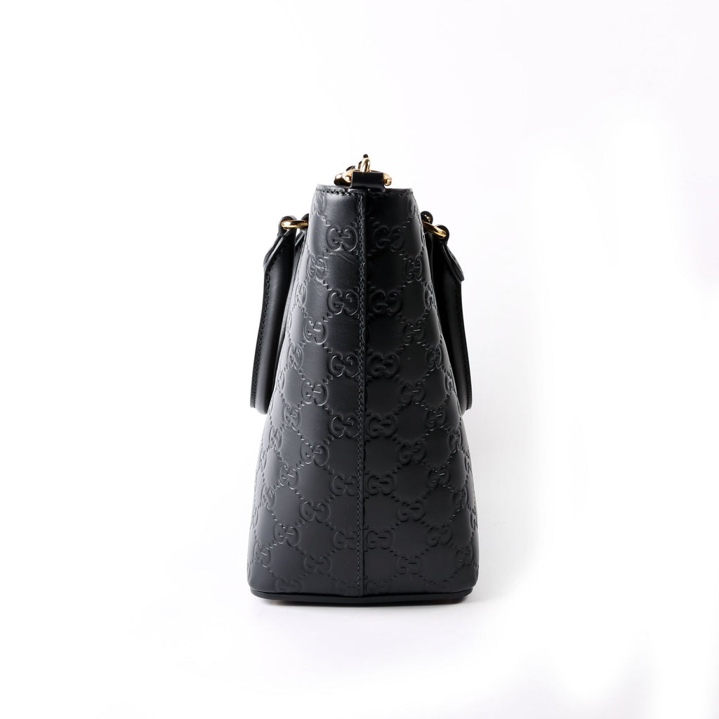 432124 Guccissima Zipped Tote Black