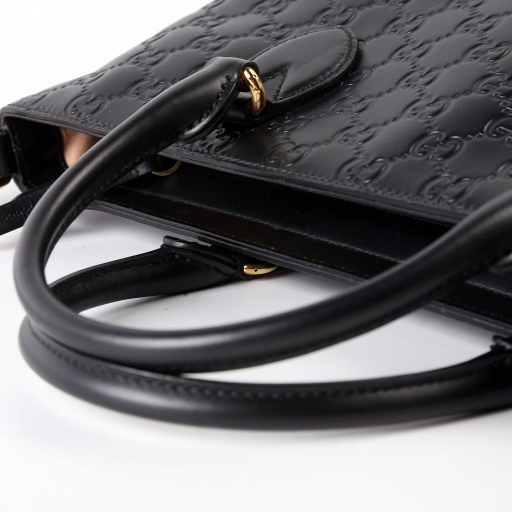 432124 Guccissima Zipped Tote Black