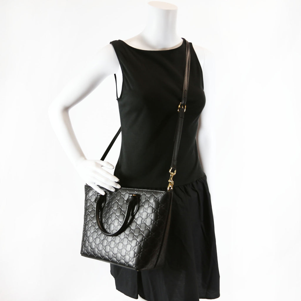 432124 Guccissima Zipped Tote Black