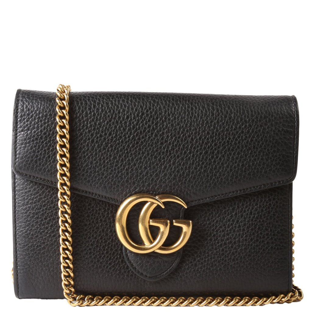 Gucci 401232 Marmont Chain Wallet Black