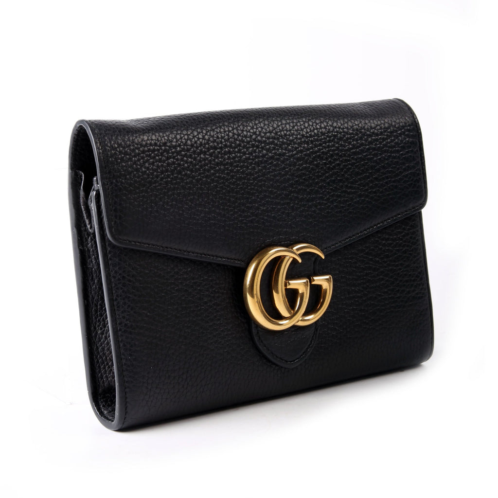 Gucci 401232 Marmont Chain Wallet Black