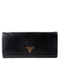 Prada Soft Calfskin Continental Wallet Black
