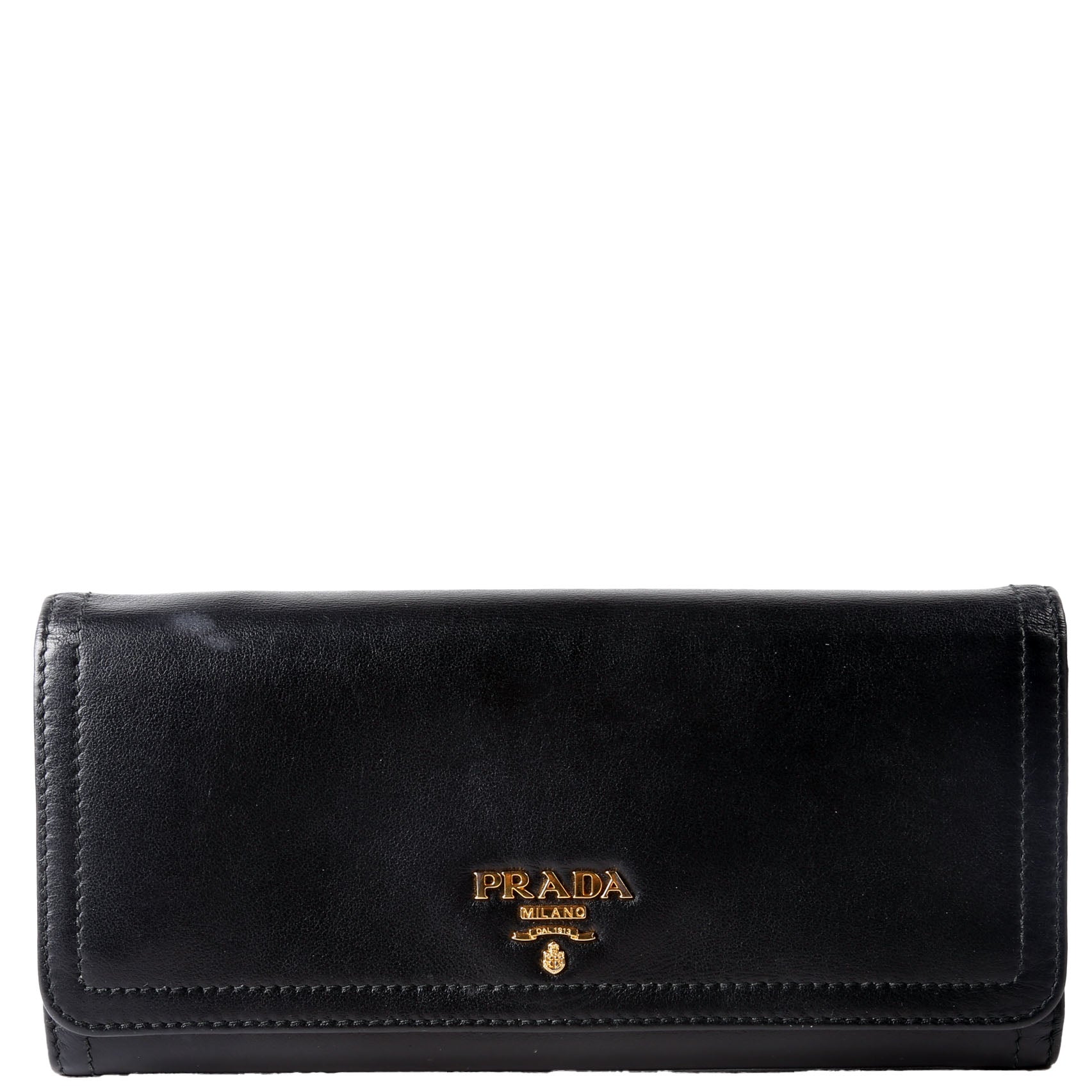 Prada Soft Calfskin Continental Wallet Black