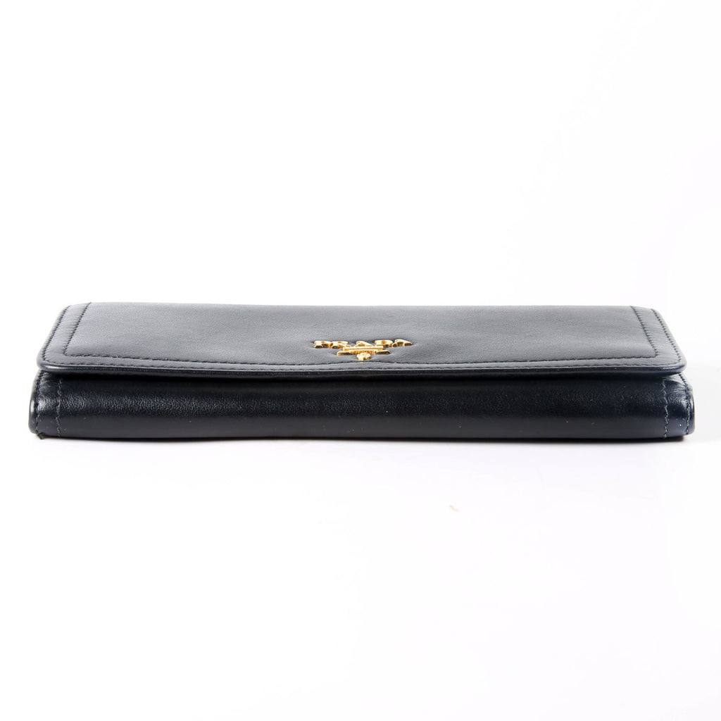 Prada Soft Calfskin Continental Wallet Black