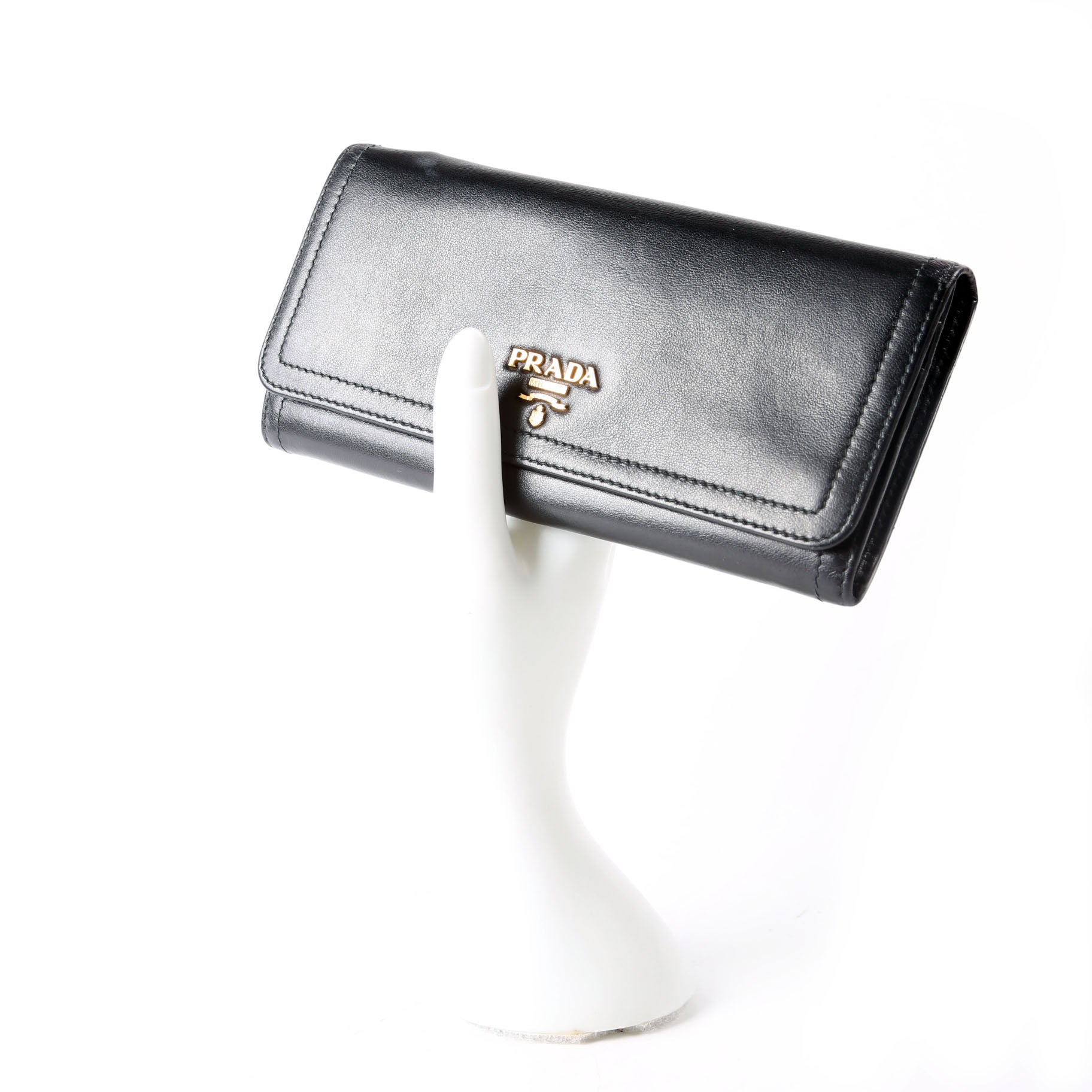 Prada Soft Calfskin Continental Wallet Black