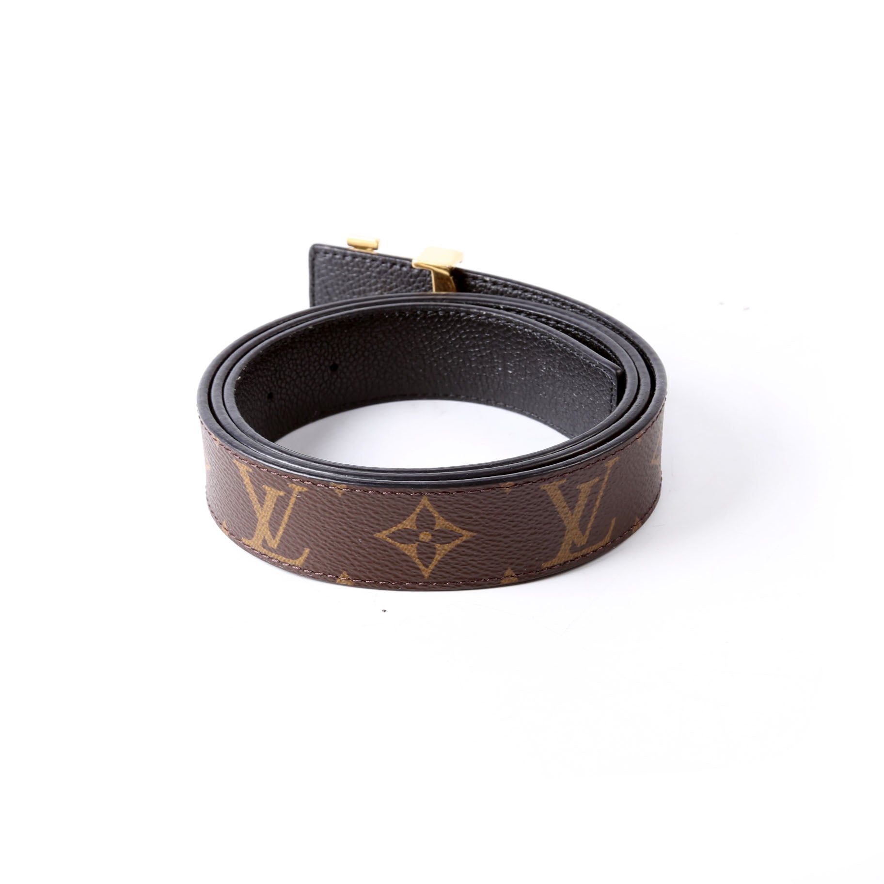 LV Initiales 30MM Reversible Leather/Monogram Belt Size 95/38