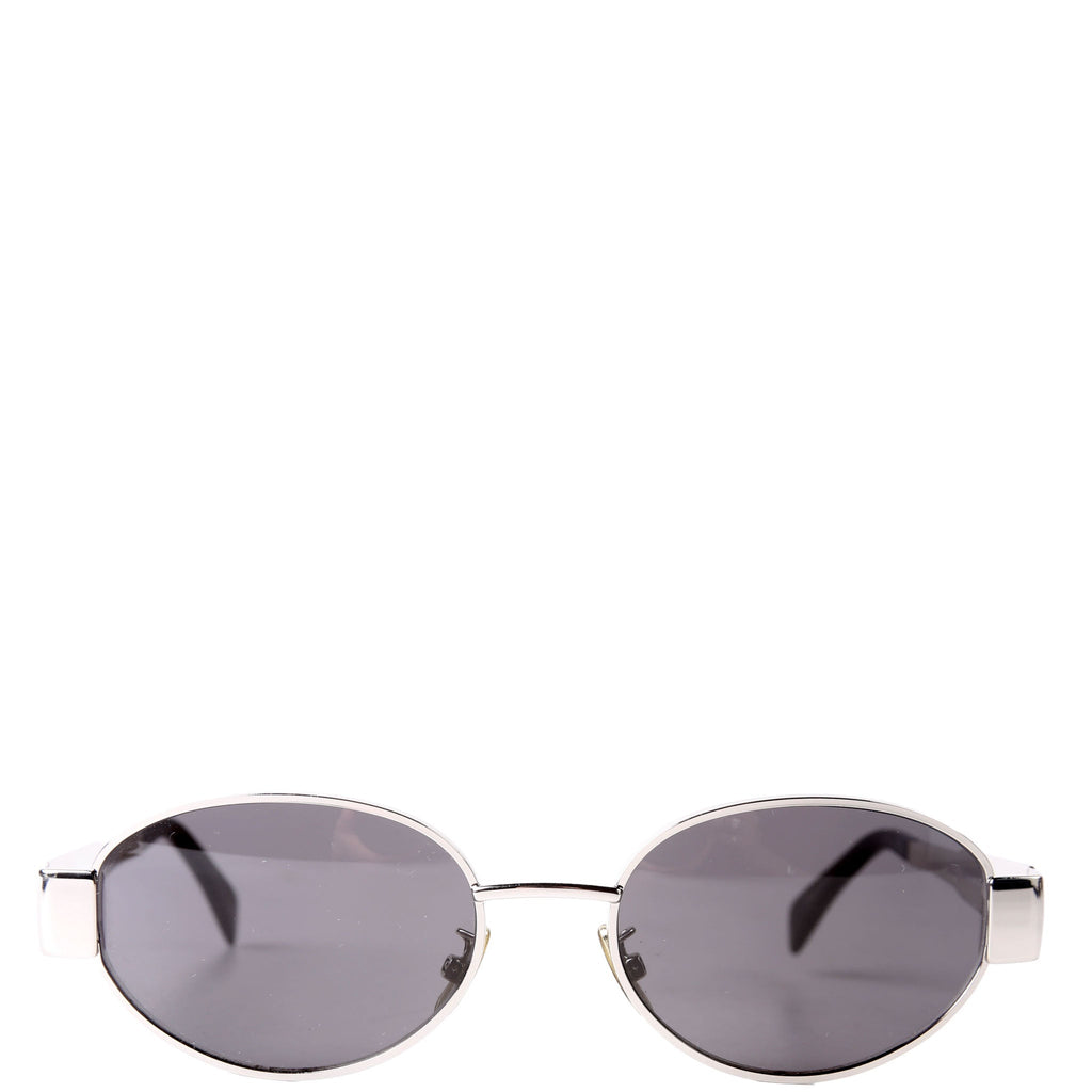 CL40235U Triomphe 01 Metal Oval Frames Sunglasses Black/Silver