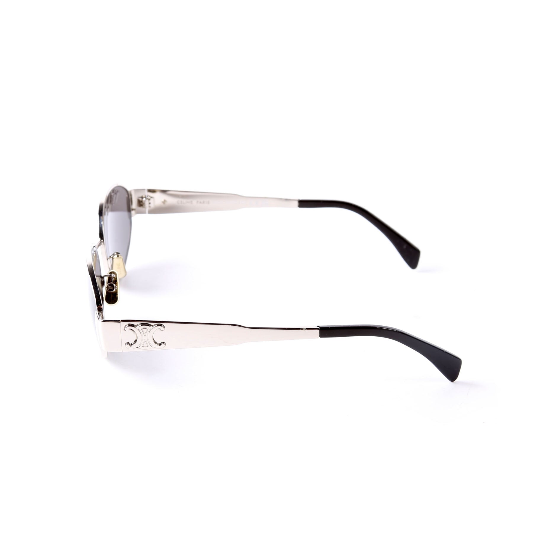 CL40235U Triomphe 01 Metal Oval Frames Sunglasses Black/Silver