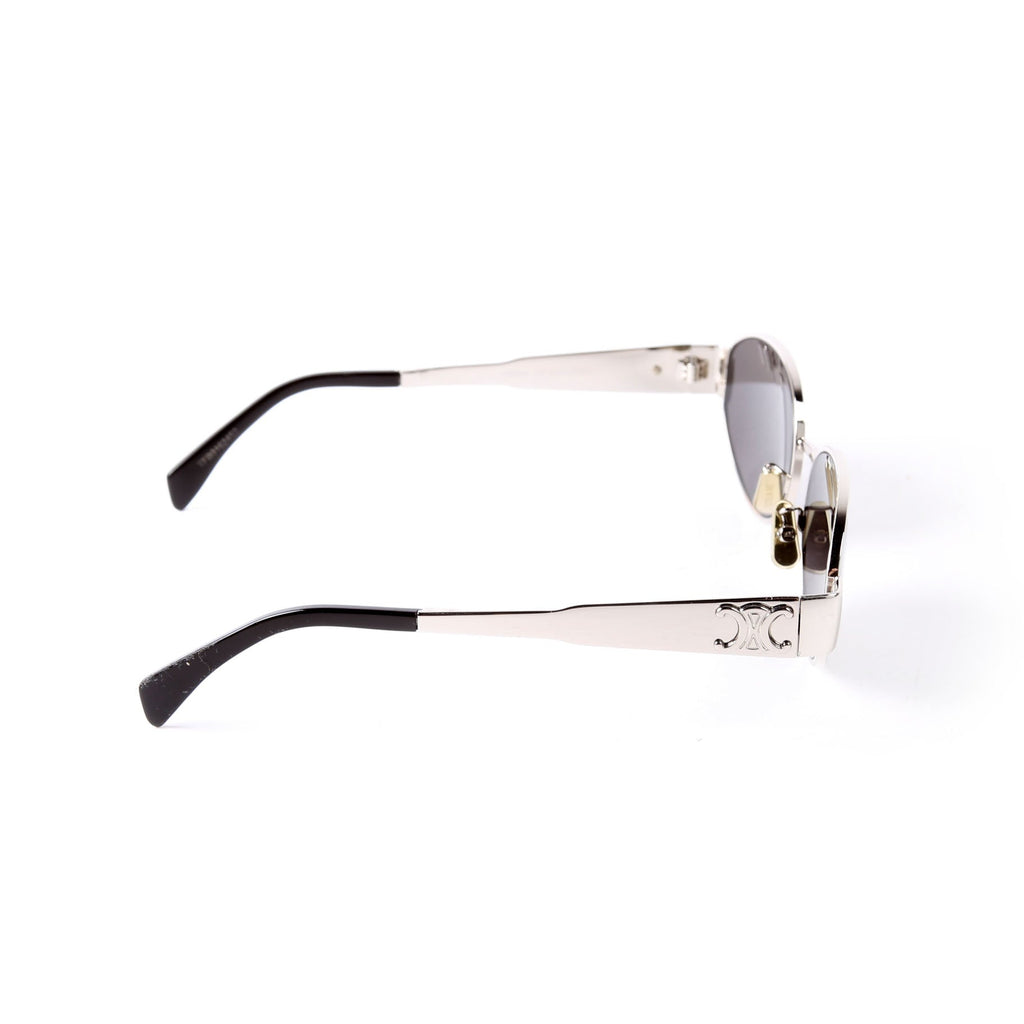 CL40235U Triomphe 01 Metal Oval Frames Sunglasses Black/Silver