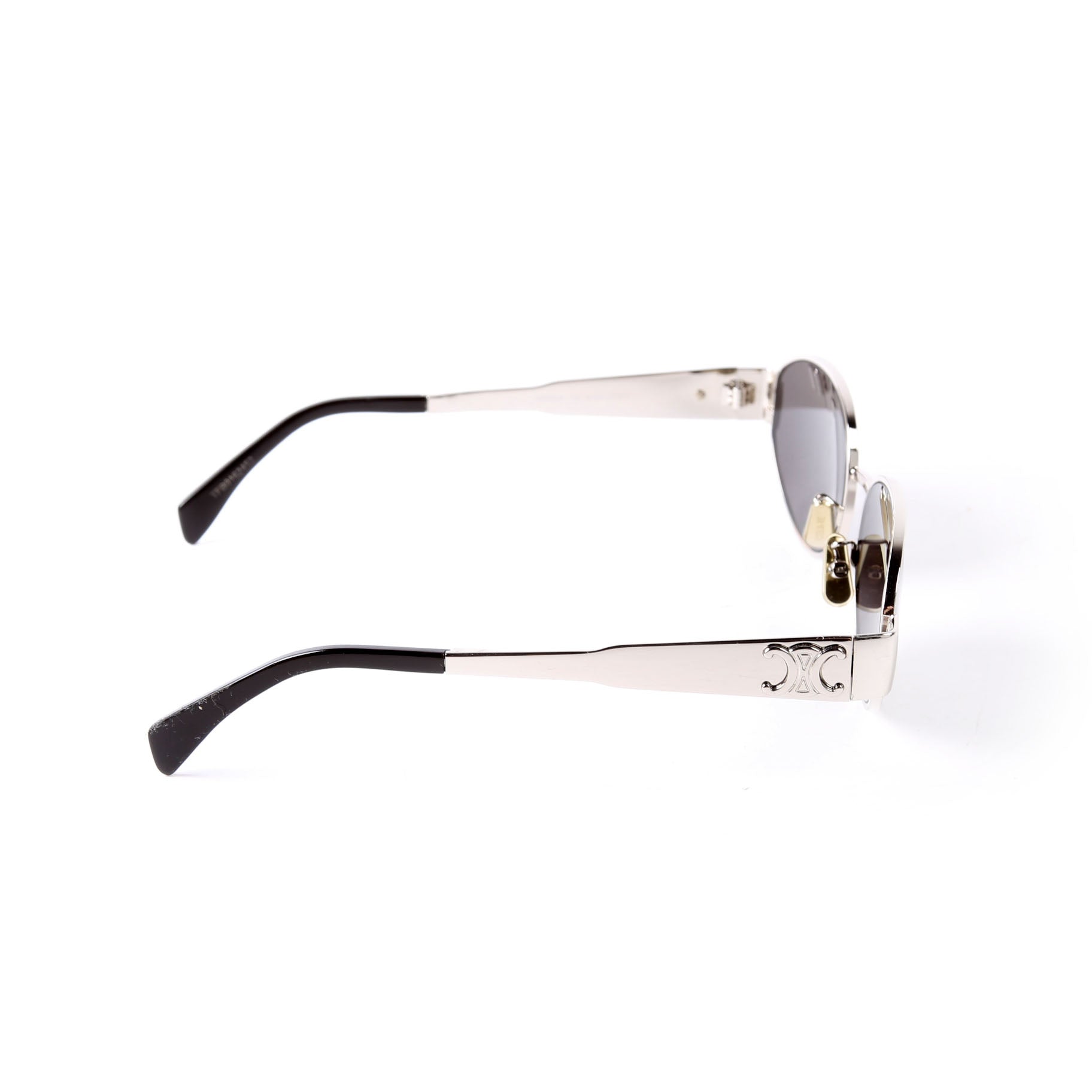 CL40235U Triomphe 01 Metal Oval Frames Sunglasses Black/Silver