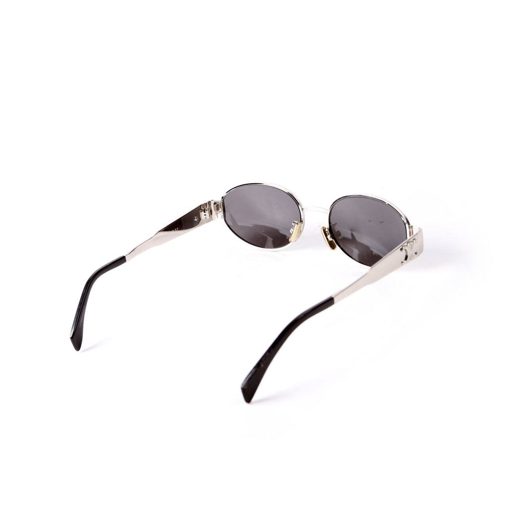 CL40235U Triomphe 01 Metal Oval Frames Sunglasses Black/Silver
