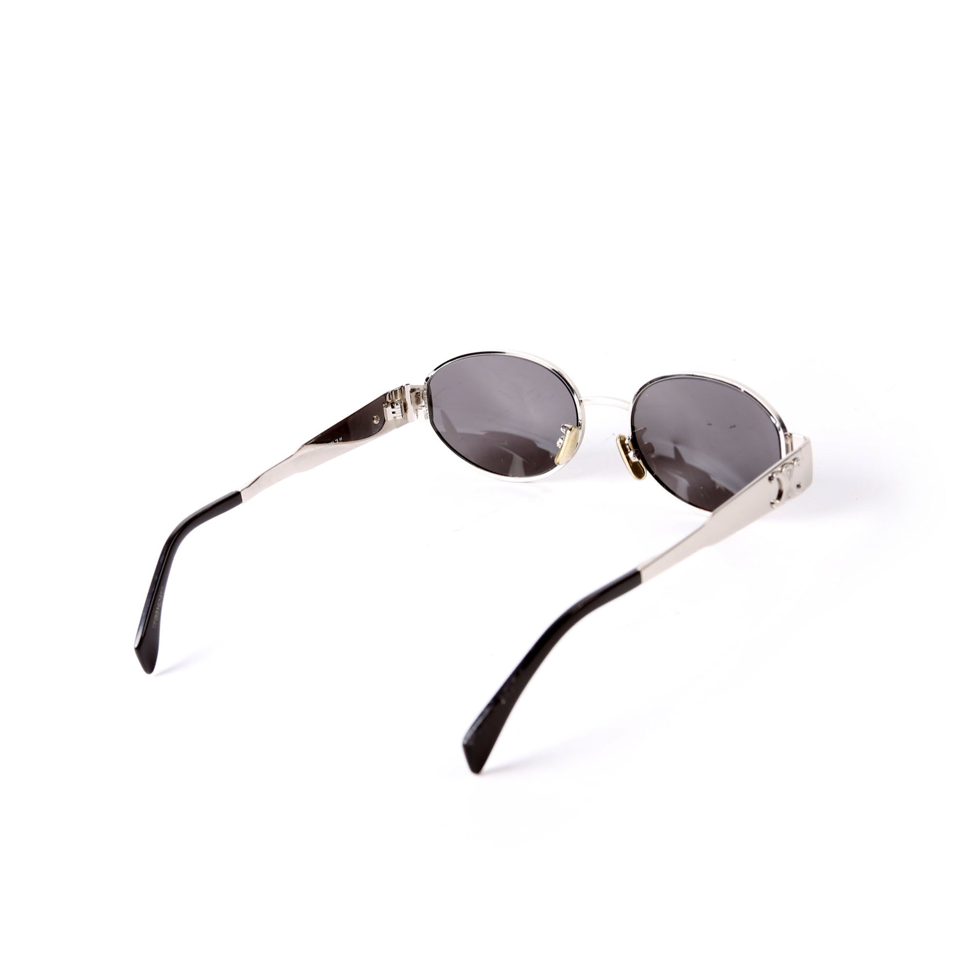 CL40235U Triomphe 01 Metal Oval Frames Sunglasses Black/Silver