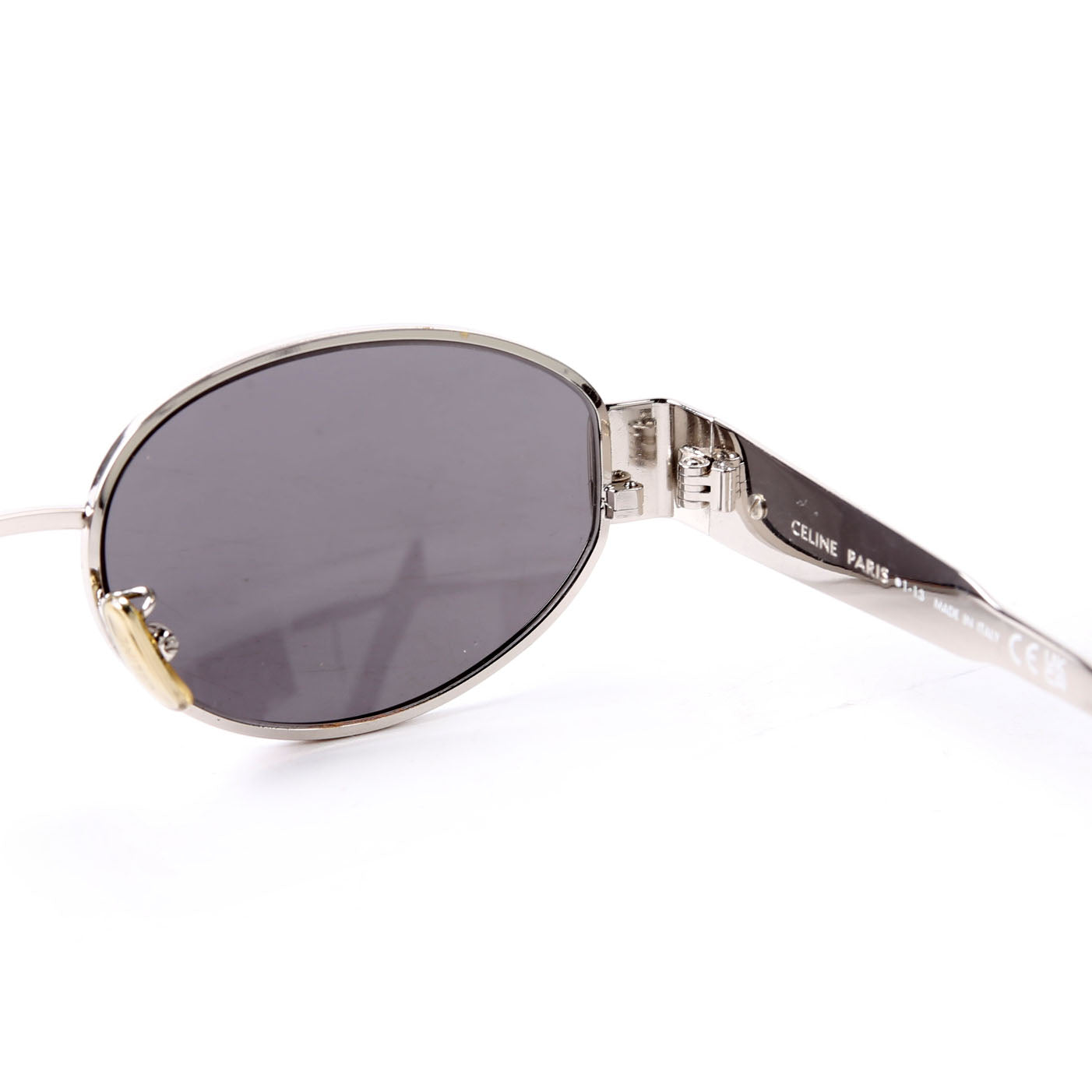 CL40235U Triomphe 01 Metal Oval Frames Sunglasses Black/Silver