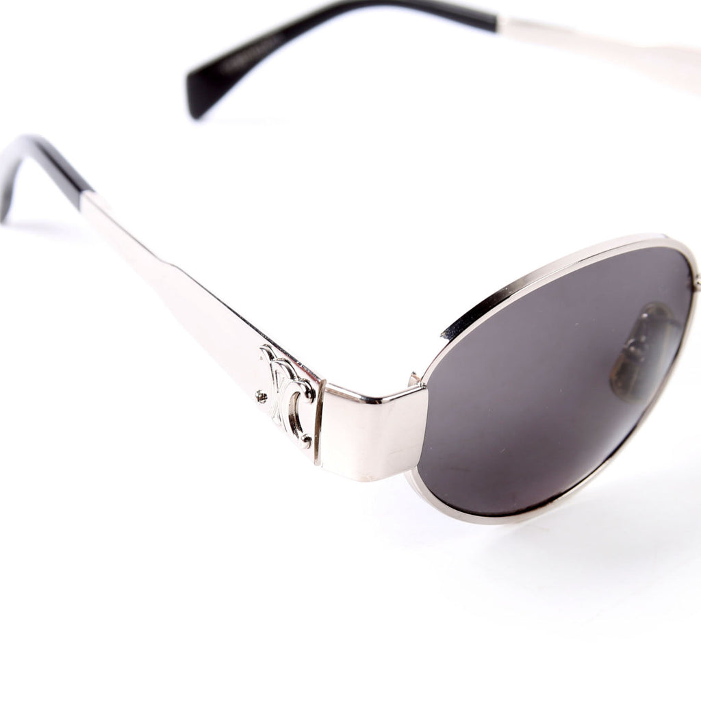 CL40235U Triomphe 01 Metal Oval Frames Sunglasses Black/Silver