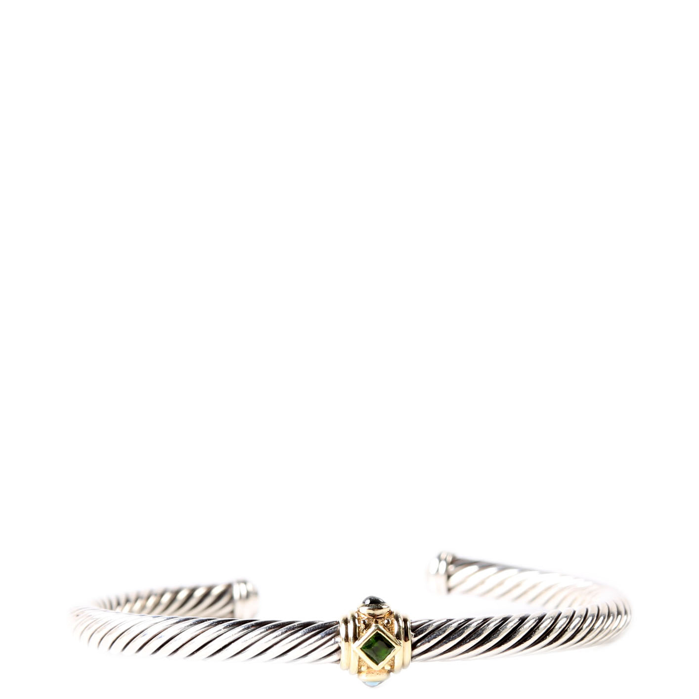 Classic Cable Renaissance Bracelet 925/585/Chrome Diopside/Blue Topaz