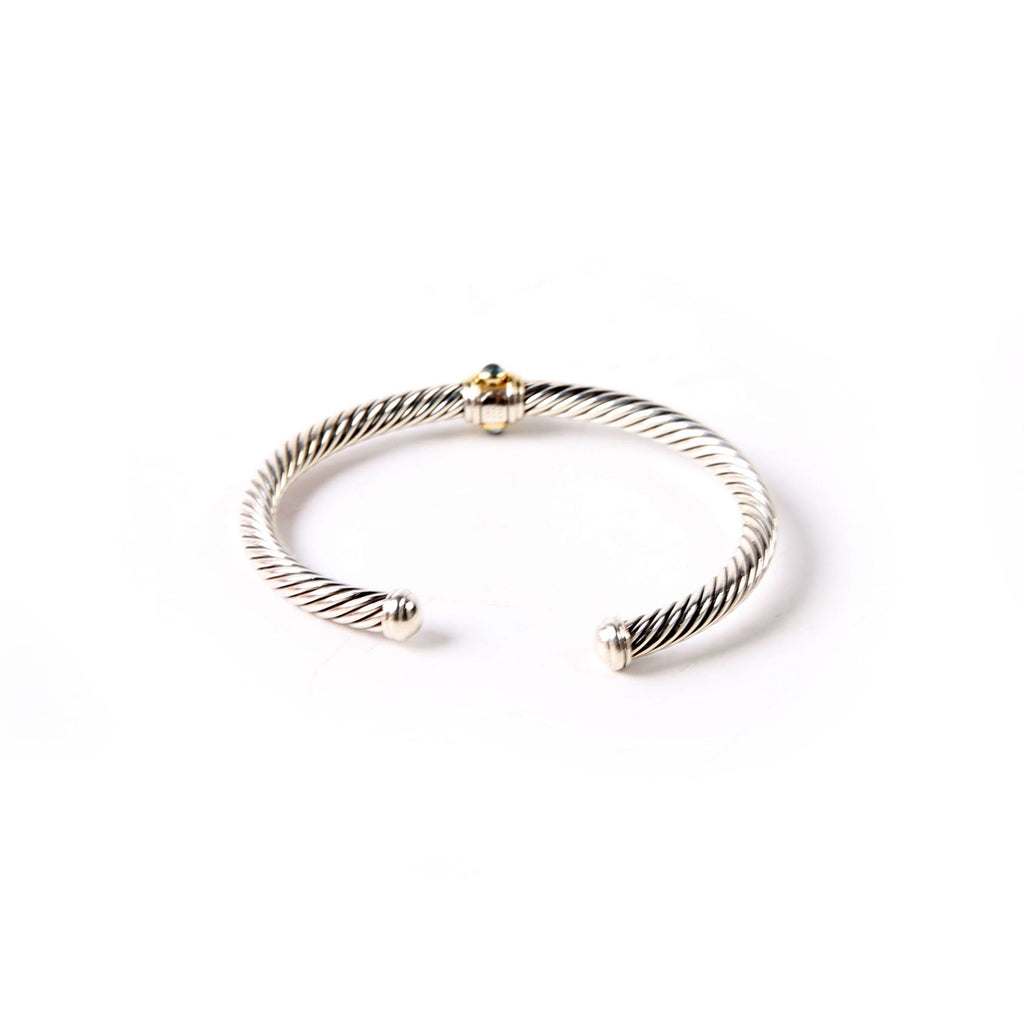 Classic Cable Renaissance Bracelet 925/585/Chrome Diopside/Blue Topaz