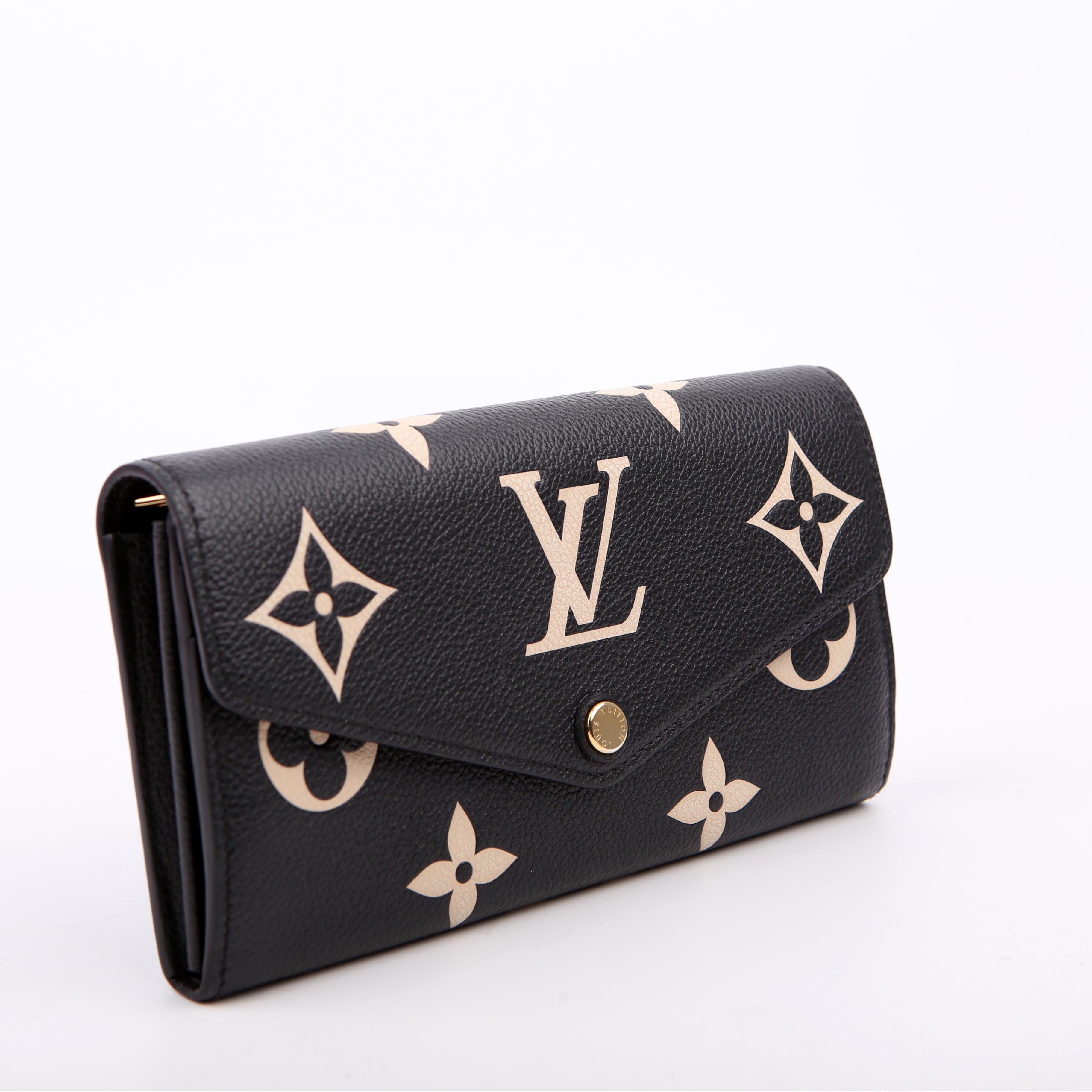Sarah Wallet Bicolor Empreinte Cream/Black