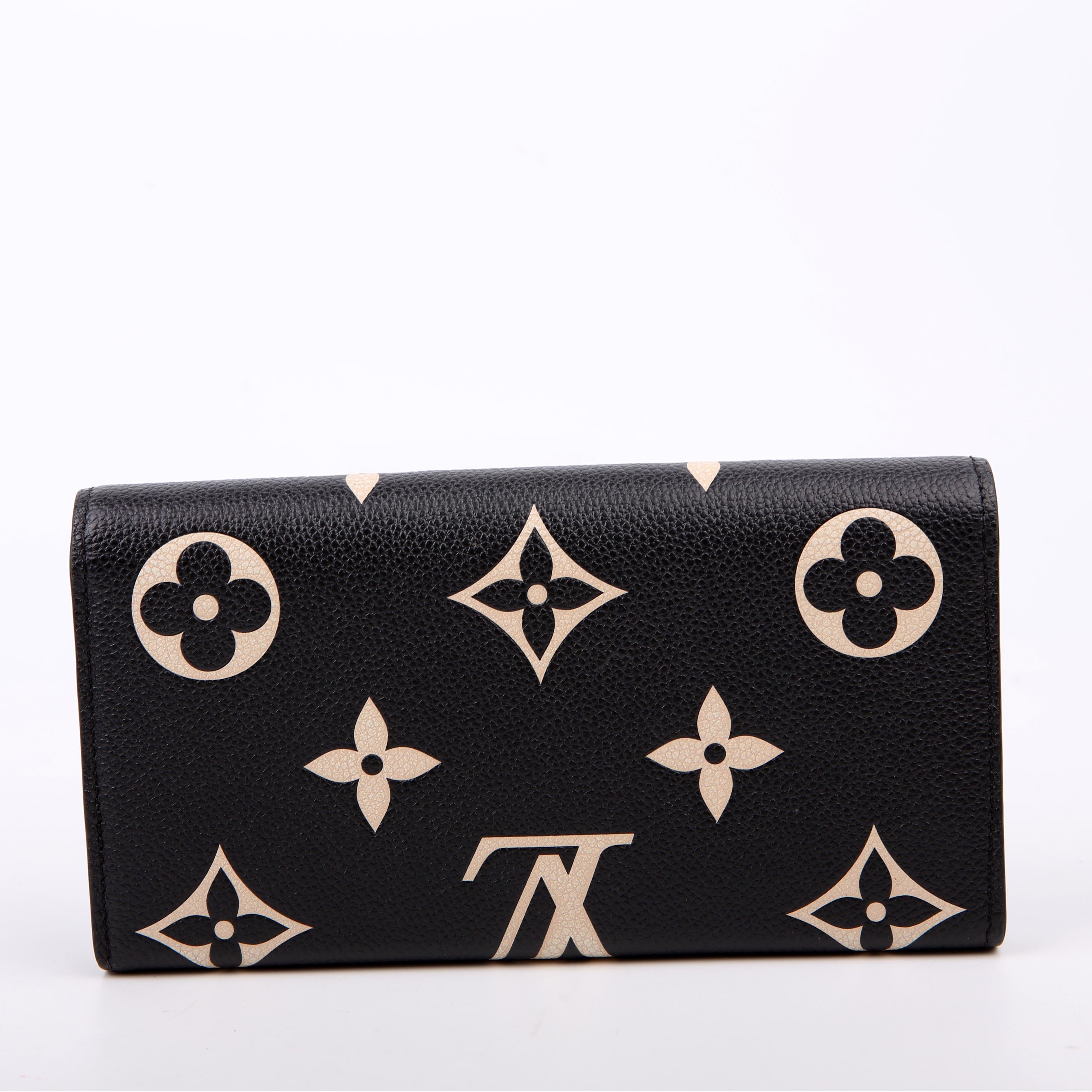 Sarah Wallet Bicolor Empreinte Cream/Black