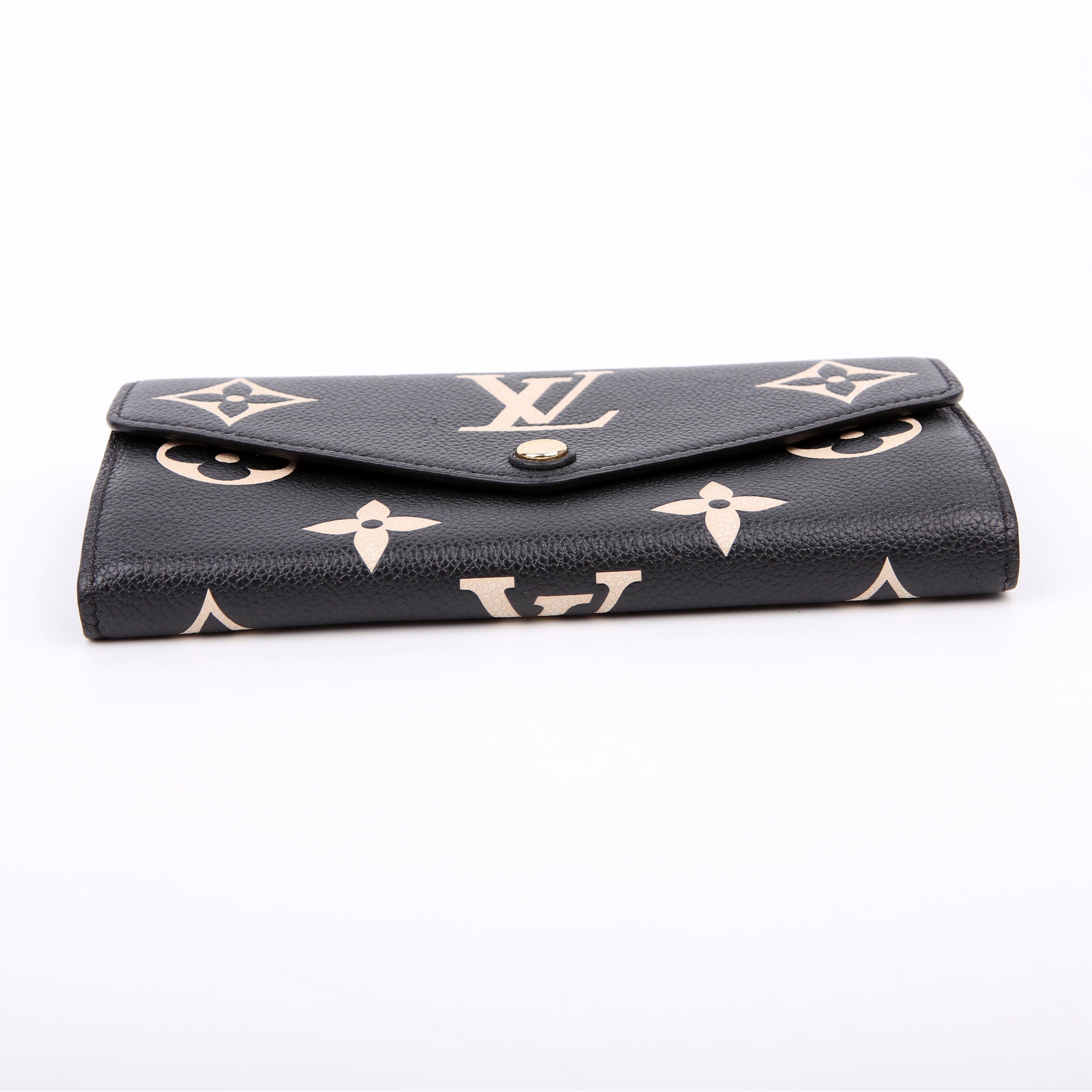 Sarah Wallet Bicolor Empreinte Cream/Black