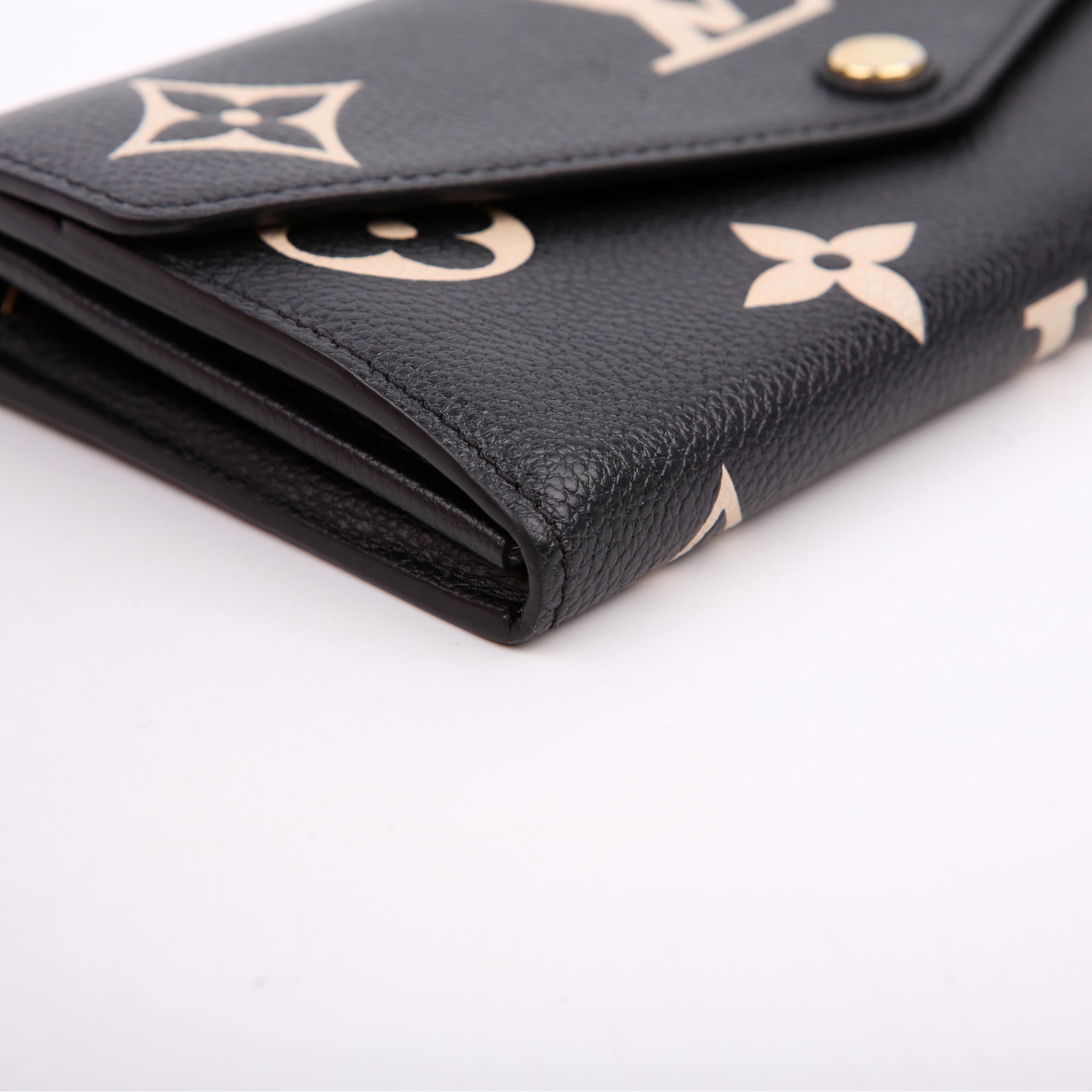 Sarah Wallet Bicolor Empreinte Cream/Black