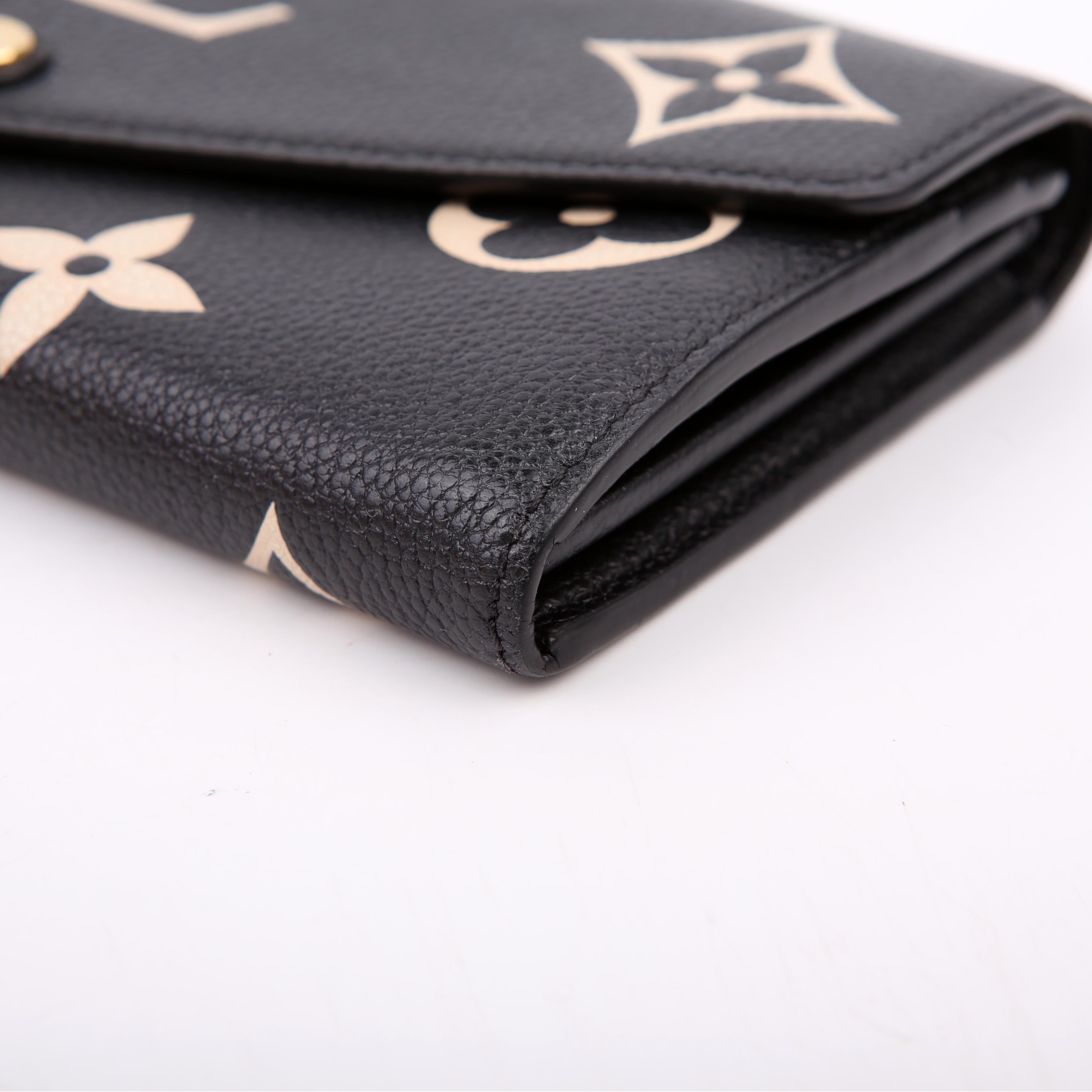 Sarah Wallet Bicolor Empreinte Cream/Black