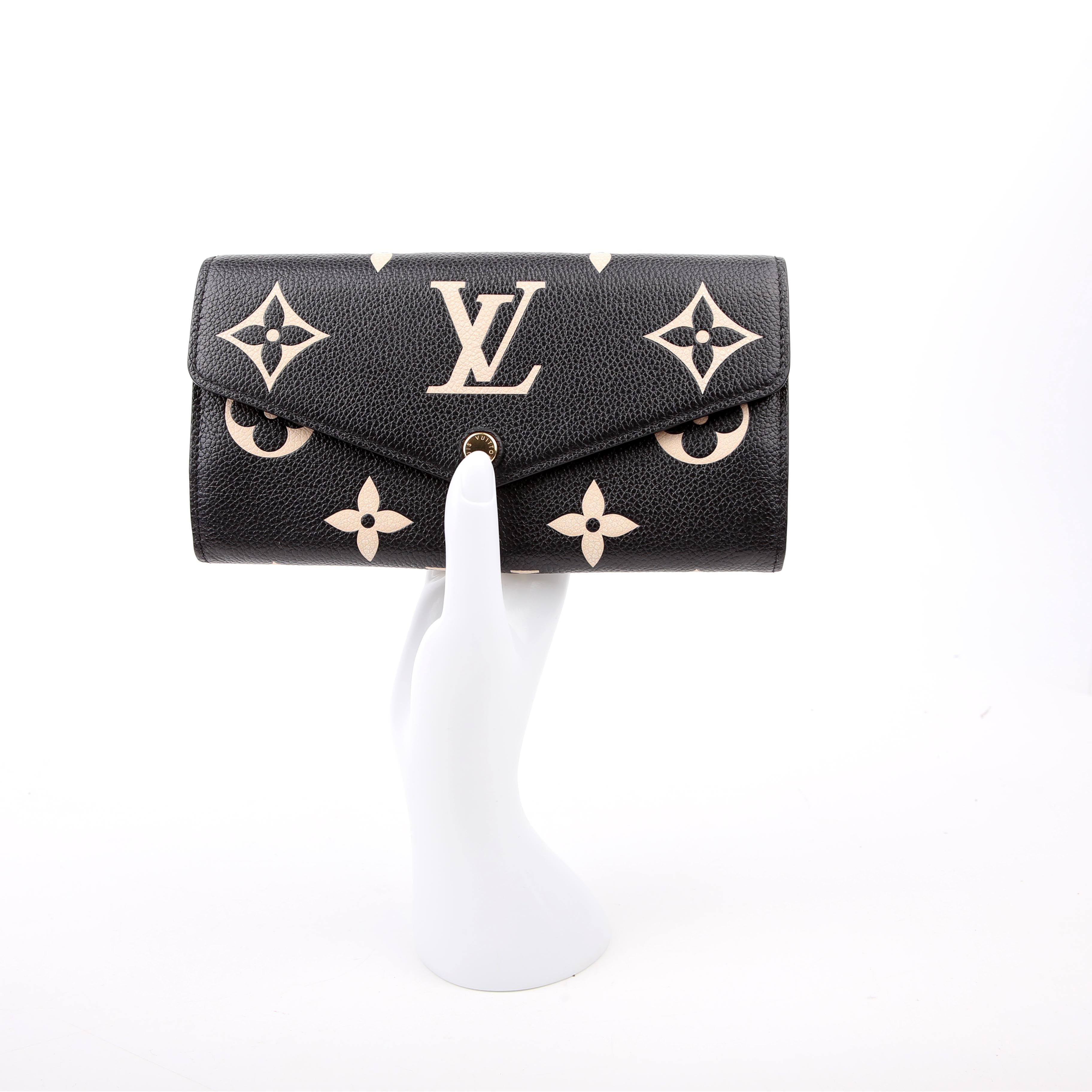 Sarah Wallet Bicolor Empreinte Cream/Black